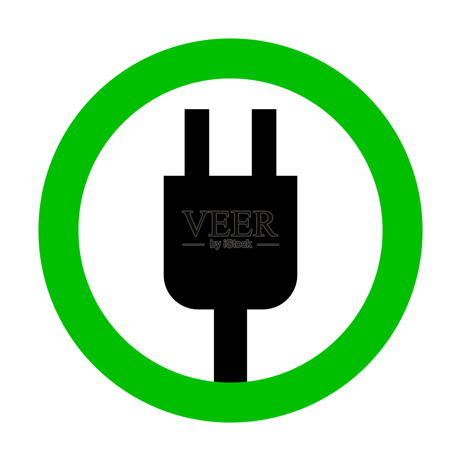 允许使用电源插座。允许收费。一个圆形的电源插座的剪影。向量。插画图片素材