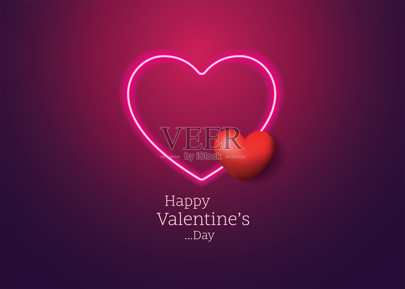 情人节快乐霓虹灯背景。暗光背景最小风格的品牌产品介绍在情人节。模拟场景与空白的空间。向量illustrationdg插画图片素材