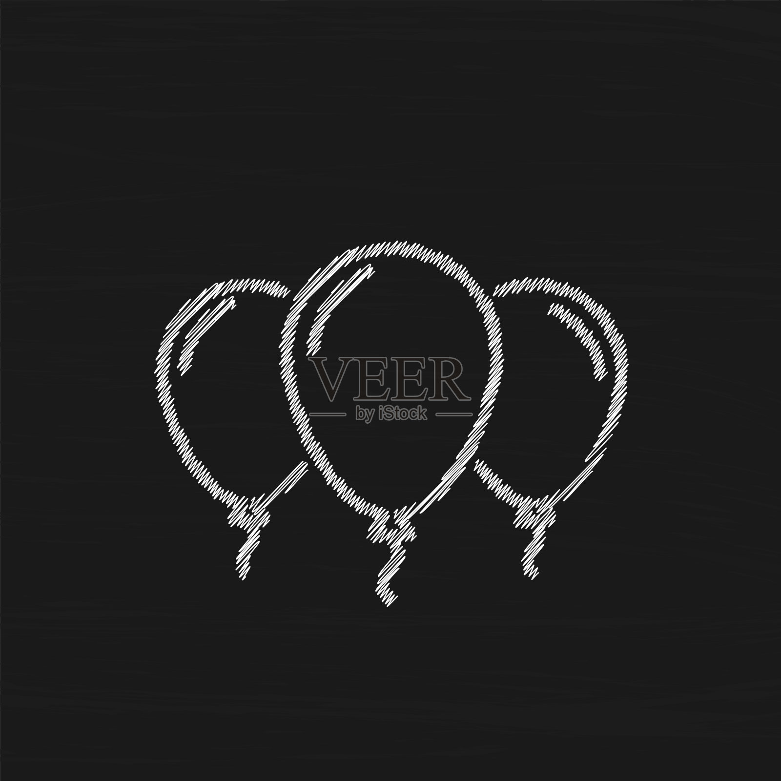 气球白色素描矢量图标。移动应用和网站矢量签名插画图片素材