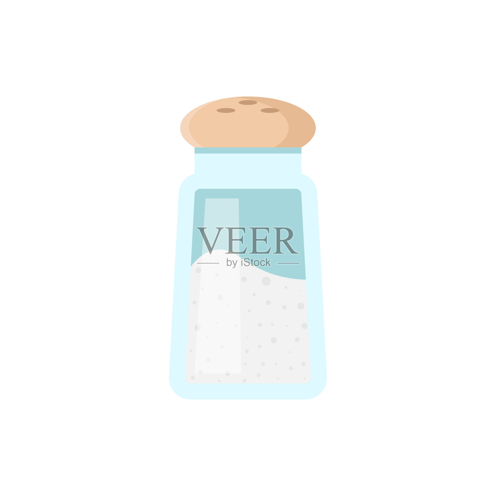 海盐粉透明玻璃瓶，用于舒适的洒矢量平面插图插画图片素材