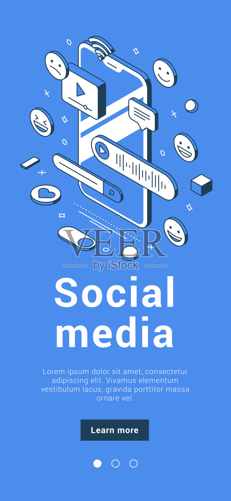 社交媒体数字营销娱乐广告内容与智能手机横幅向量插画图片素材