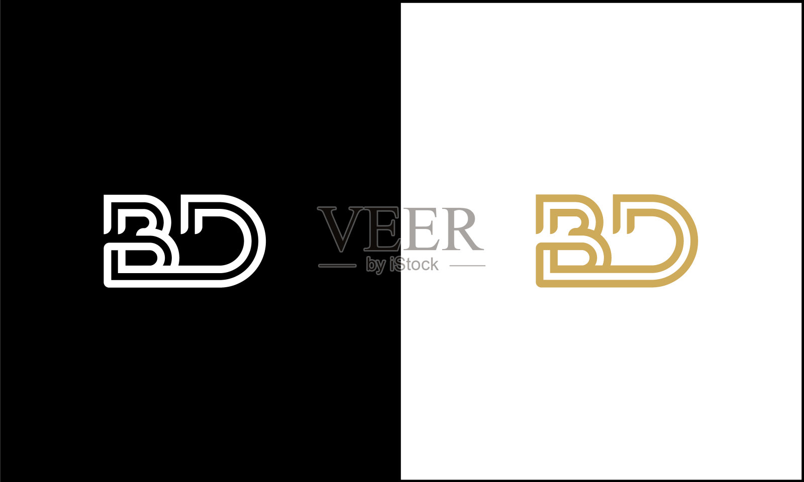 BD, DB抽象字母标志组合设计元素图片