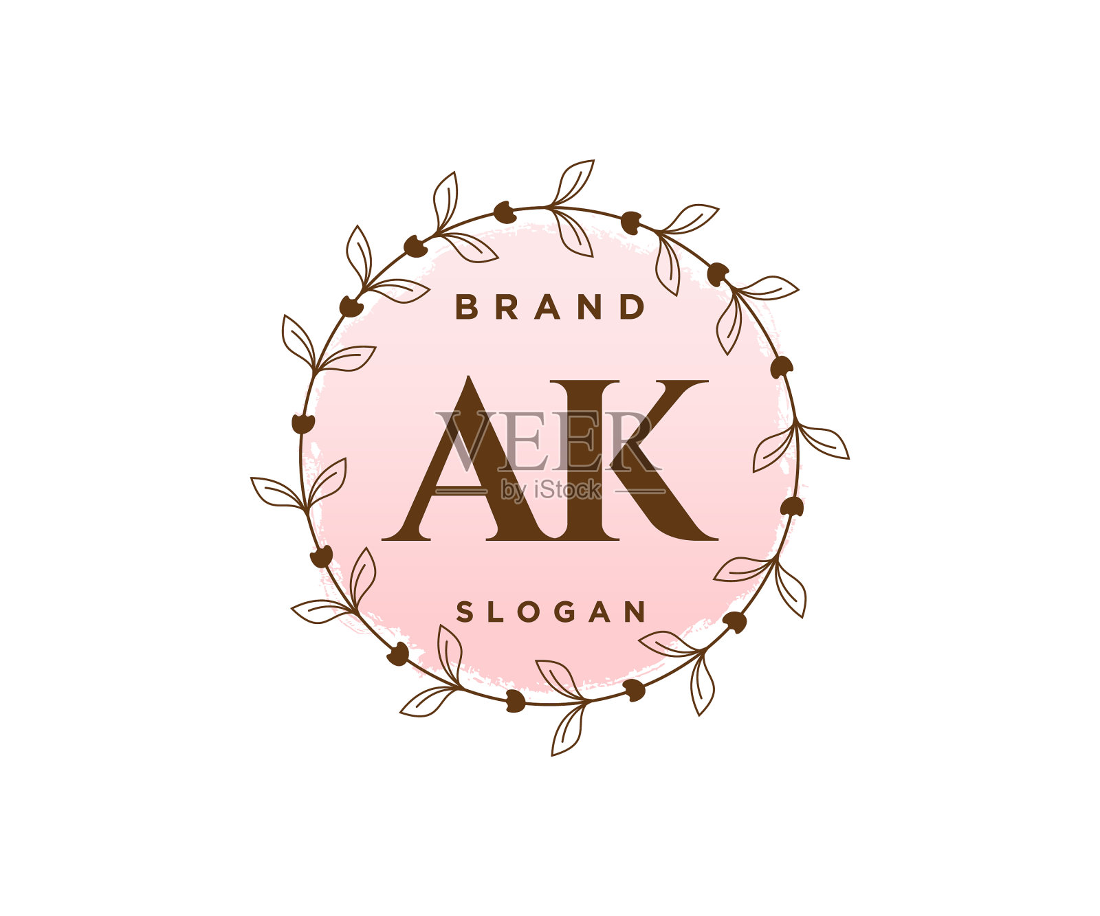 最初的ak女性标志可用于自然沙龙设计元素图片