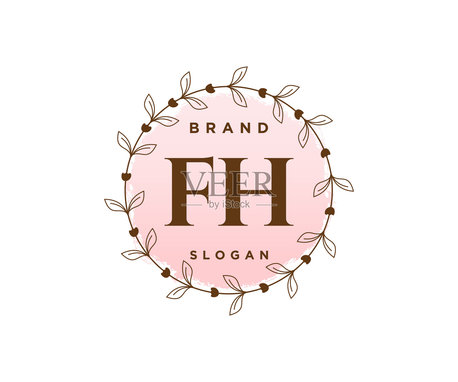 最初的fh女性标志可用于自然沙龙设计元素图片