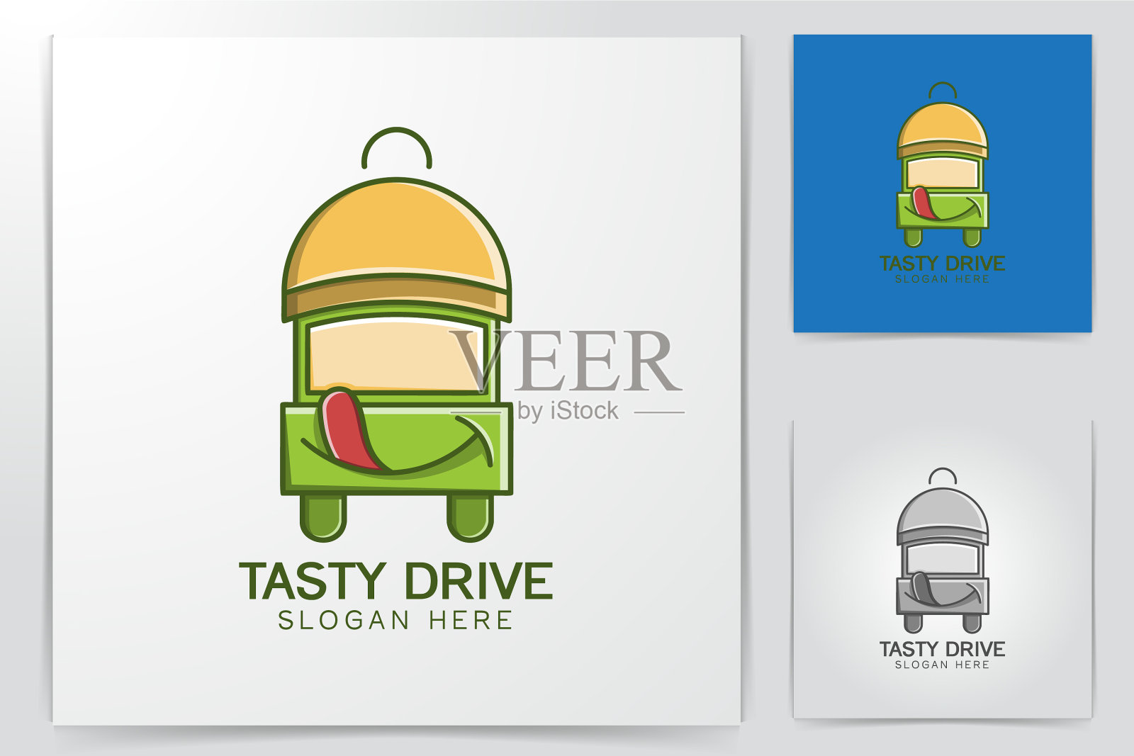 餐车盖板餐厅标志的创意插画图片素材