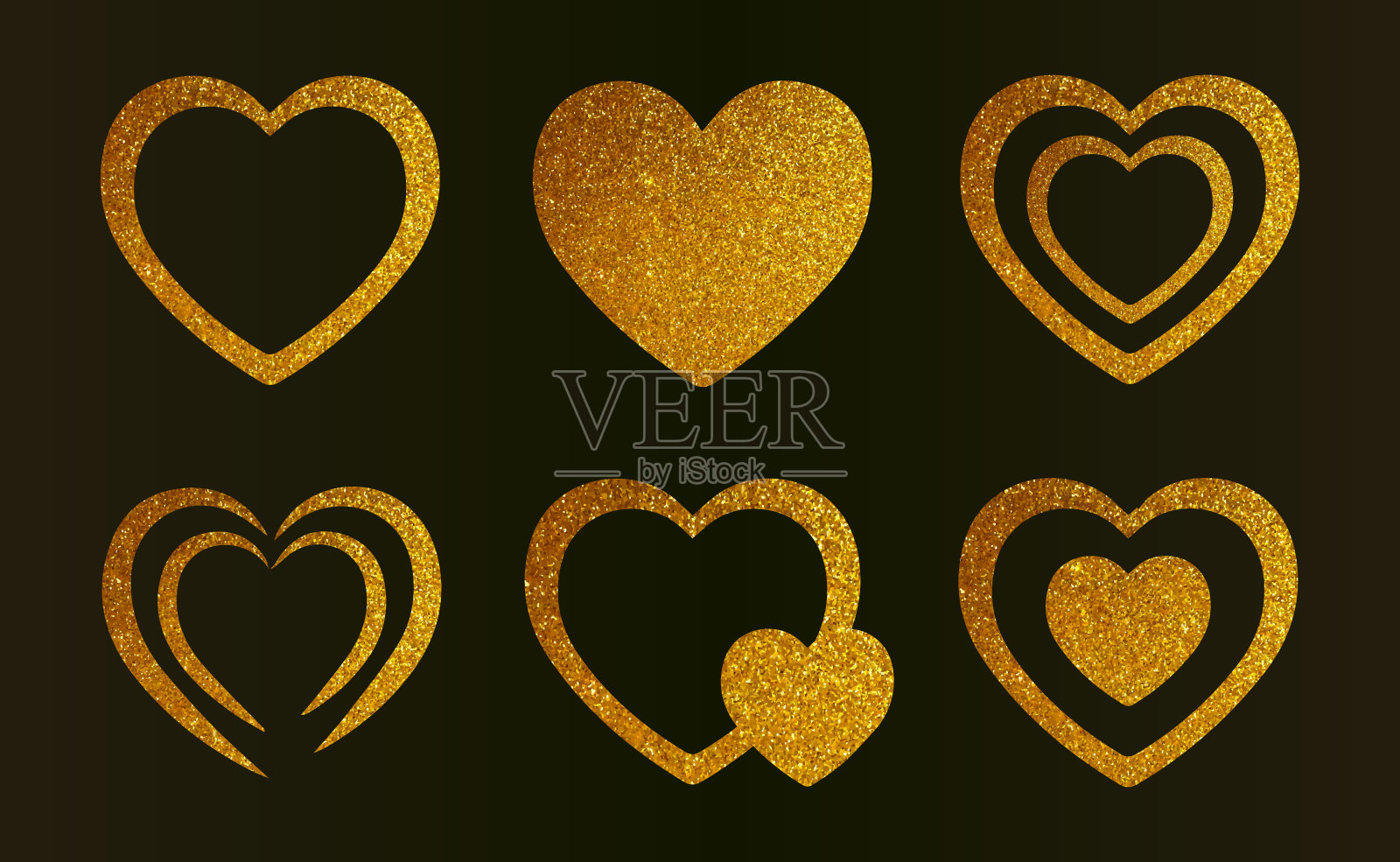 金色闪光爱心合集图标素材