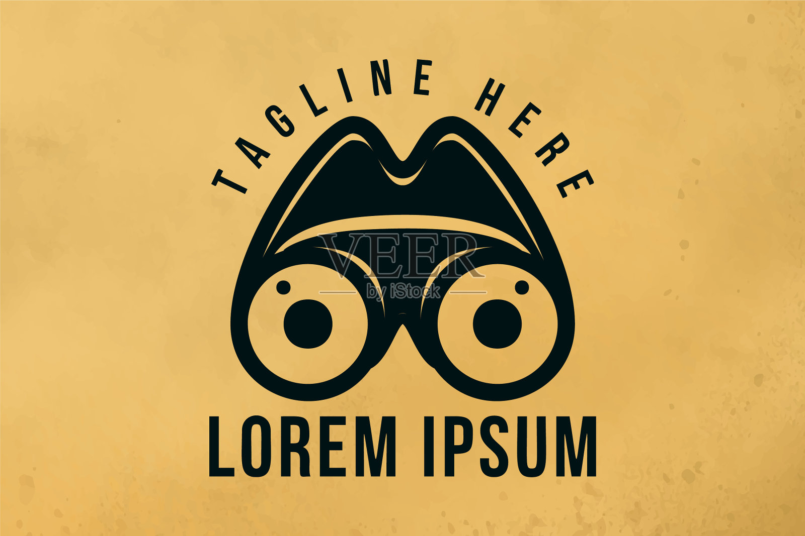 复古双筒望远镜探险和野营标志插画图片素材