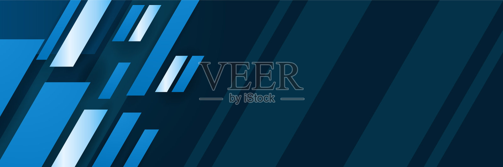 亮深蓝色抽象条纹宽横幅插画图片素材