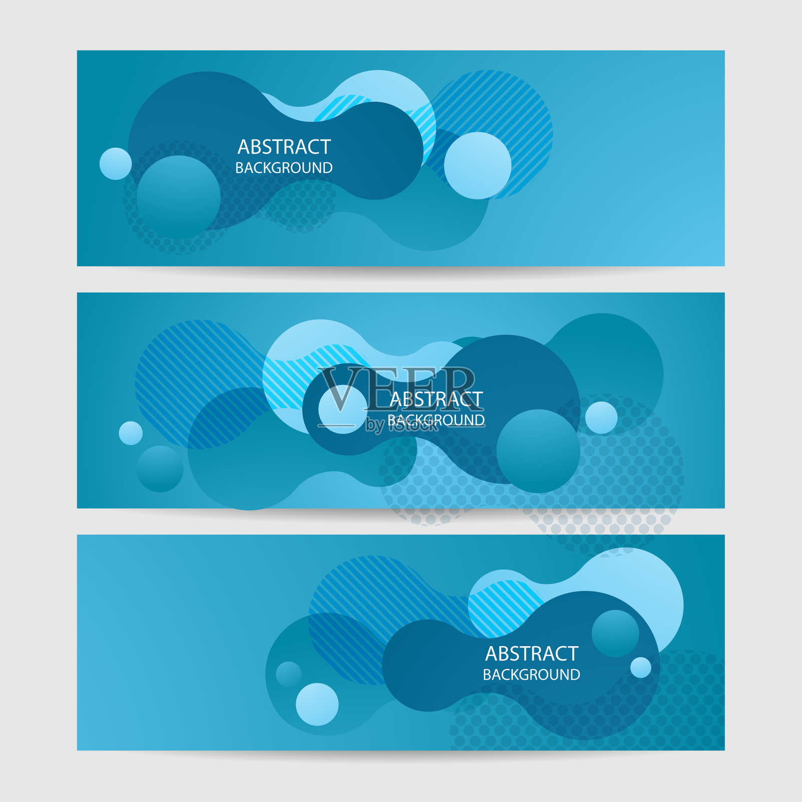 波浪斑斑蓝色抽象几何宽横幅插画图片素材