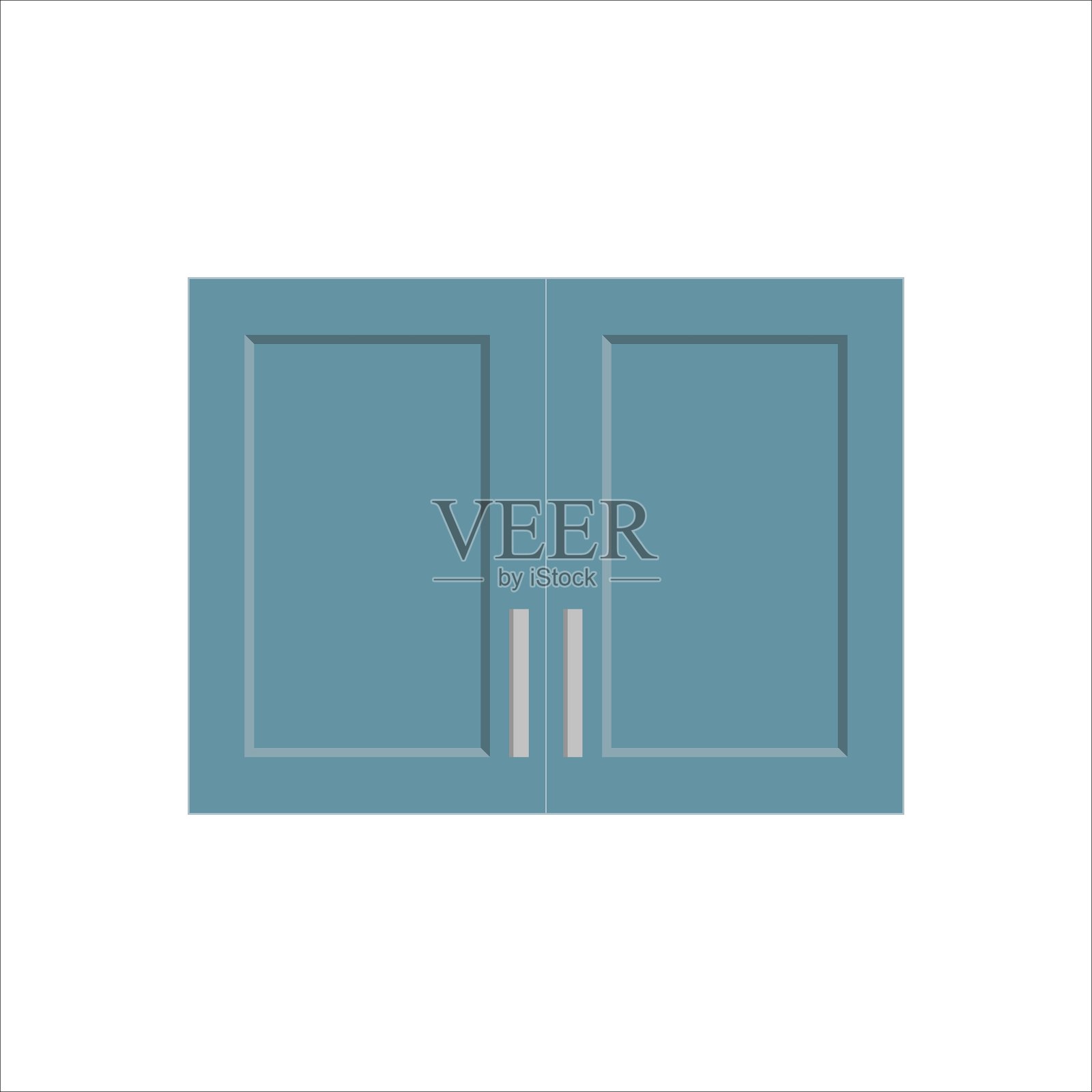 蓝色的门插画图片素材