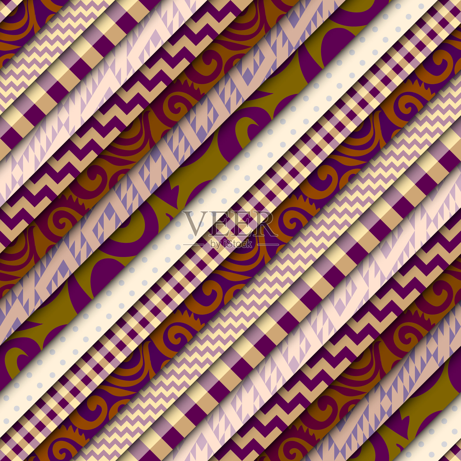 拼凑纺织图案。无缝绗缝设计背景。插画图片素材