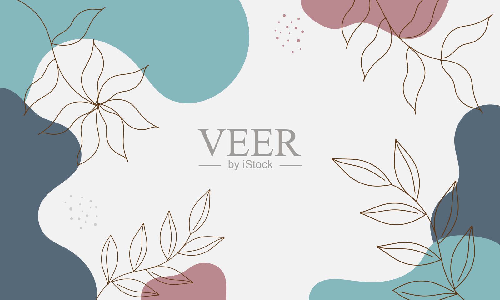 植物艺术设计，用于墙框版画，油画版画，海报，家居装饰，封面，墙纸。插画图片素材