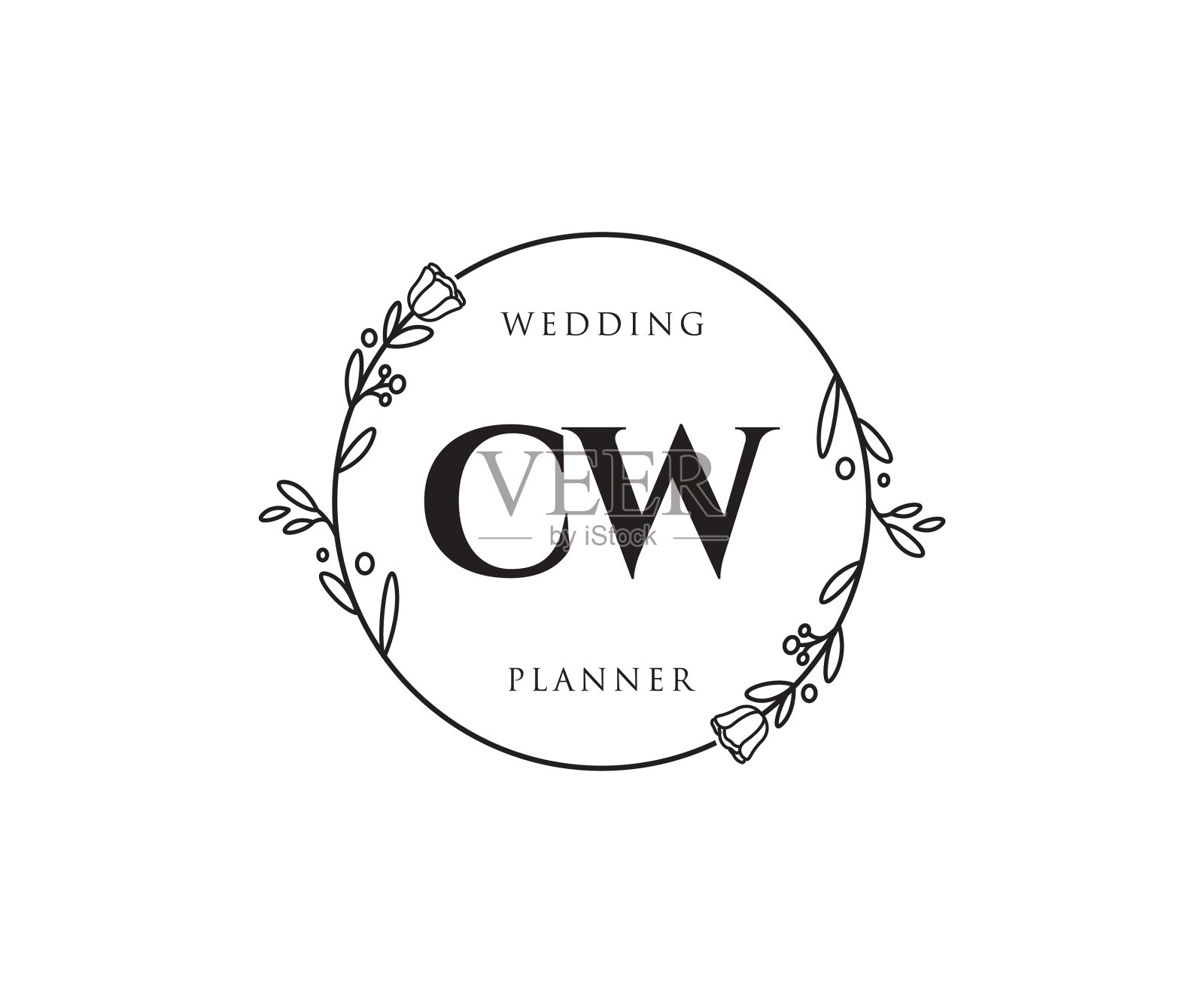 最初的cw女性标志可用于自然沙龙插画图片素材