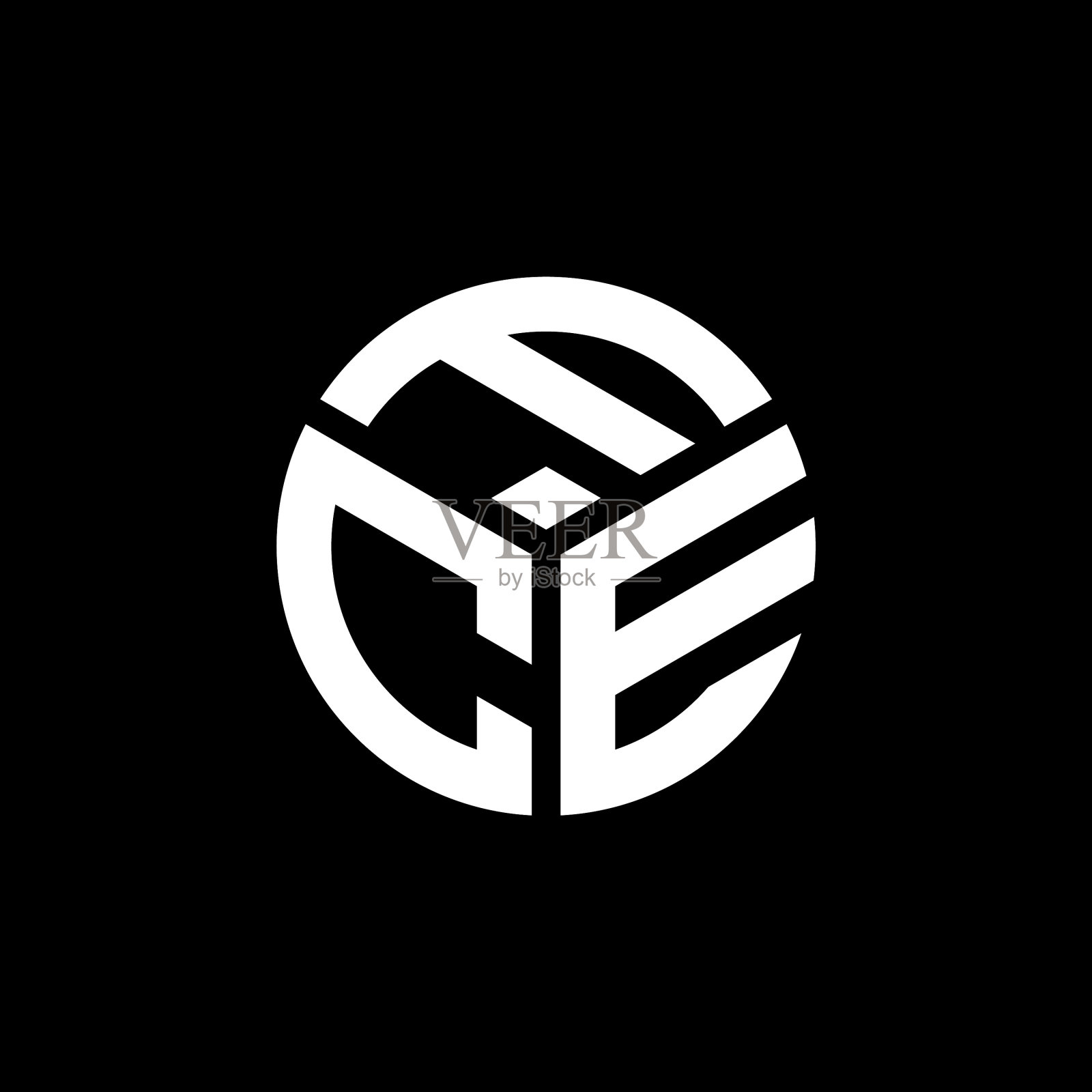 Fce字母标志设计在黑色背景Fce插画图片素材