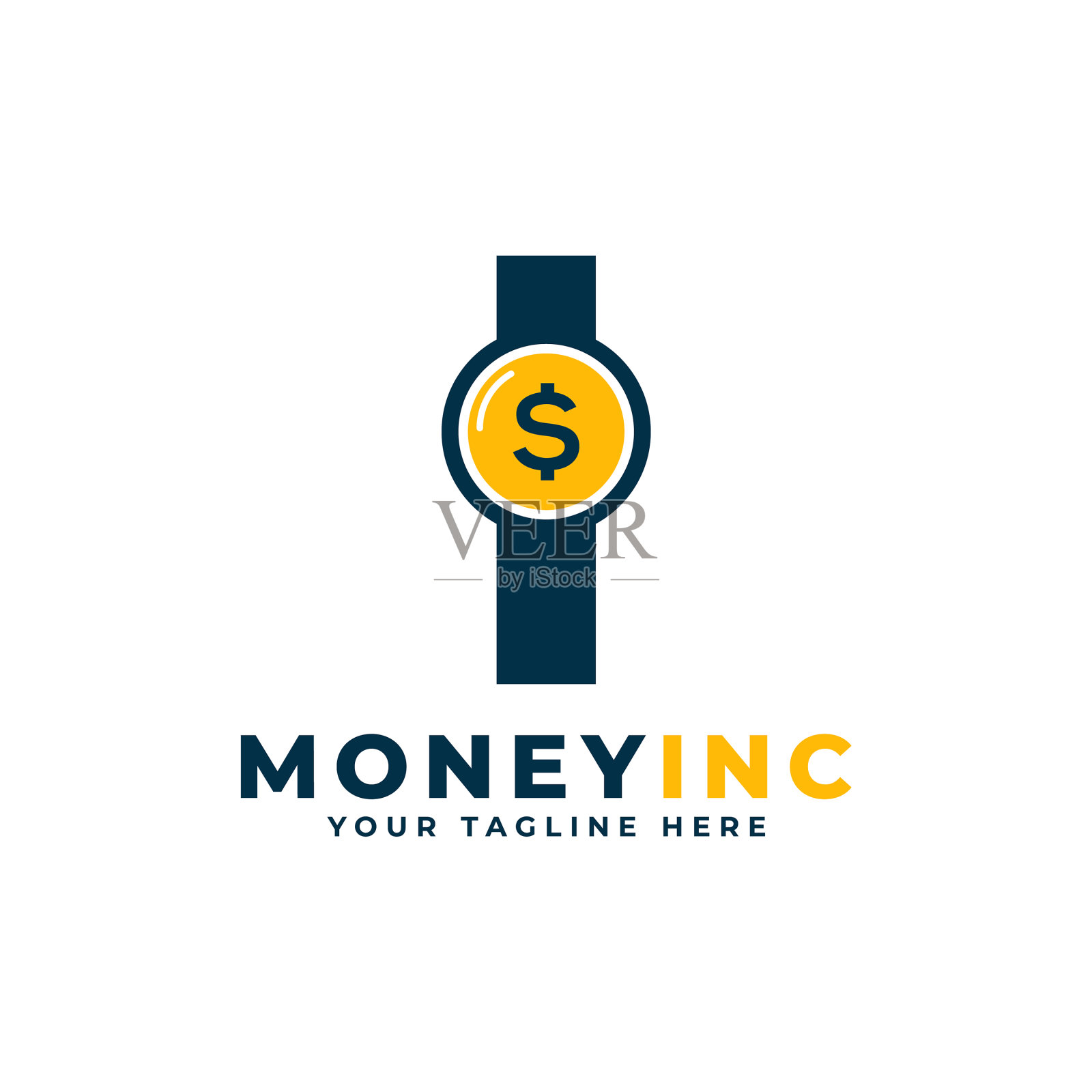 现金标志字母I与钱币标志设计插画图片素材