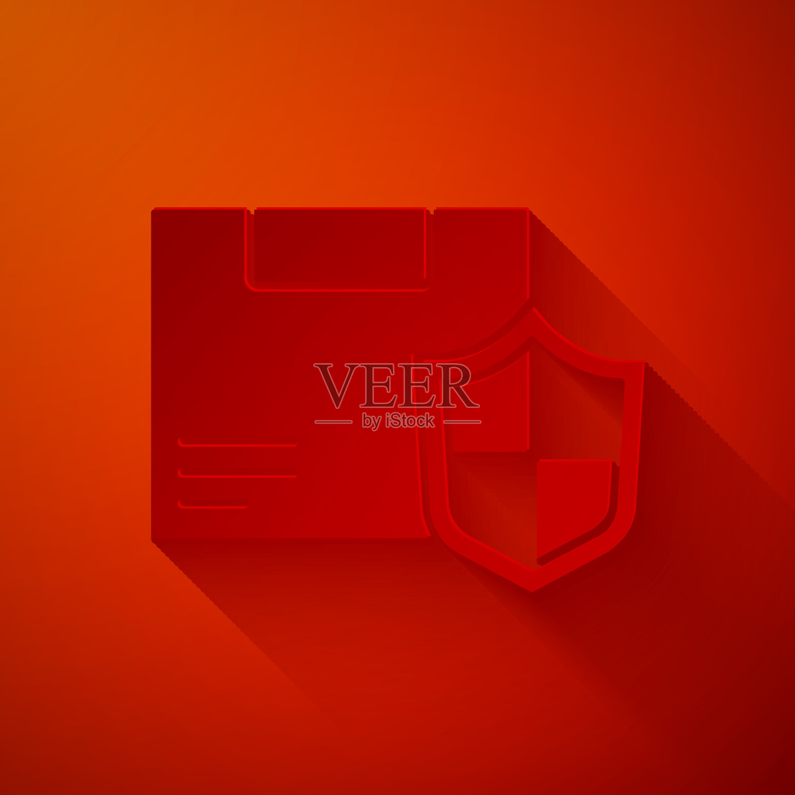 剪纸递送安全与盾图标插画图片素材