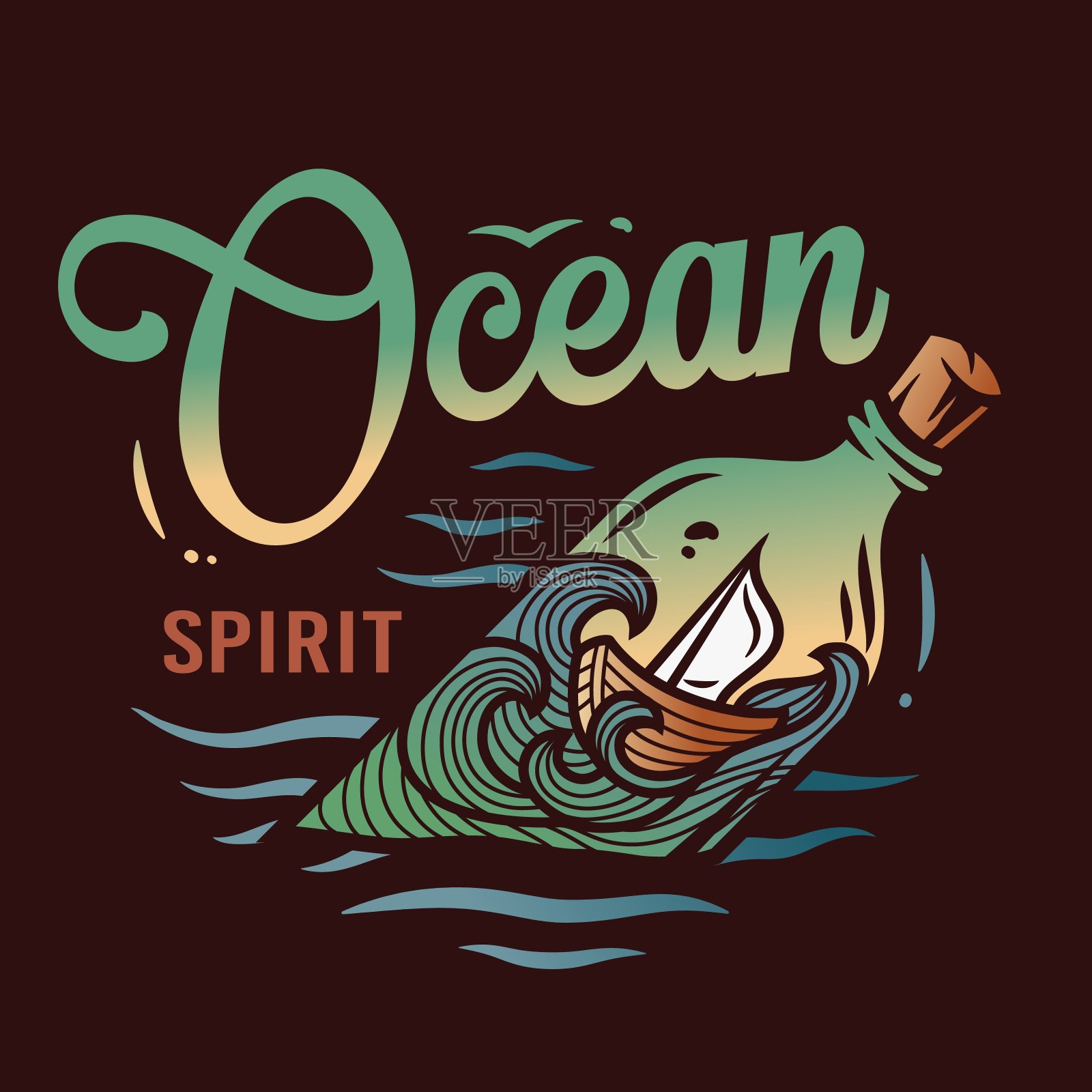 在海浪中漂流的漂流船插画图片素材