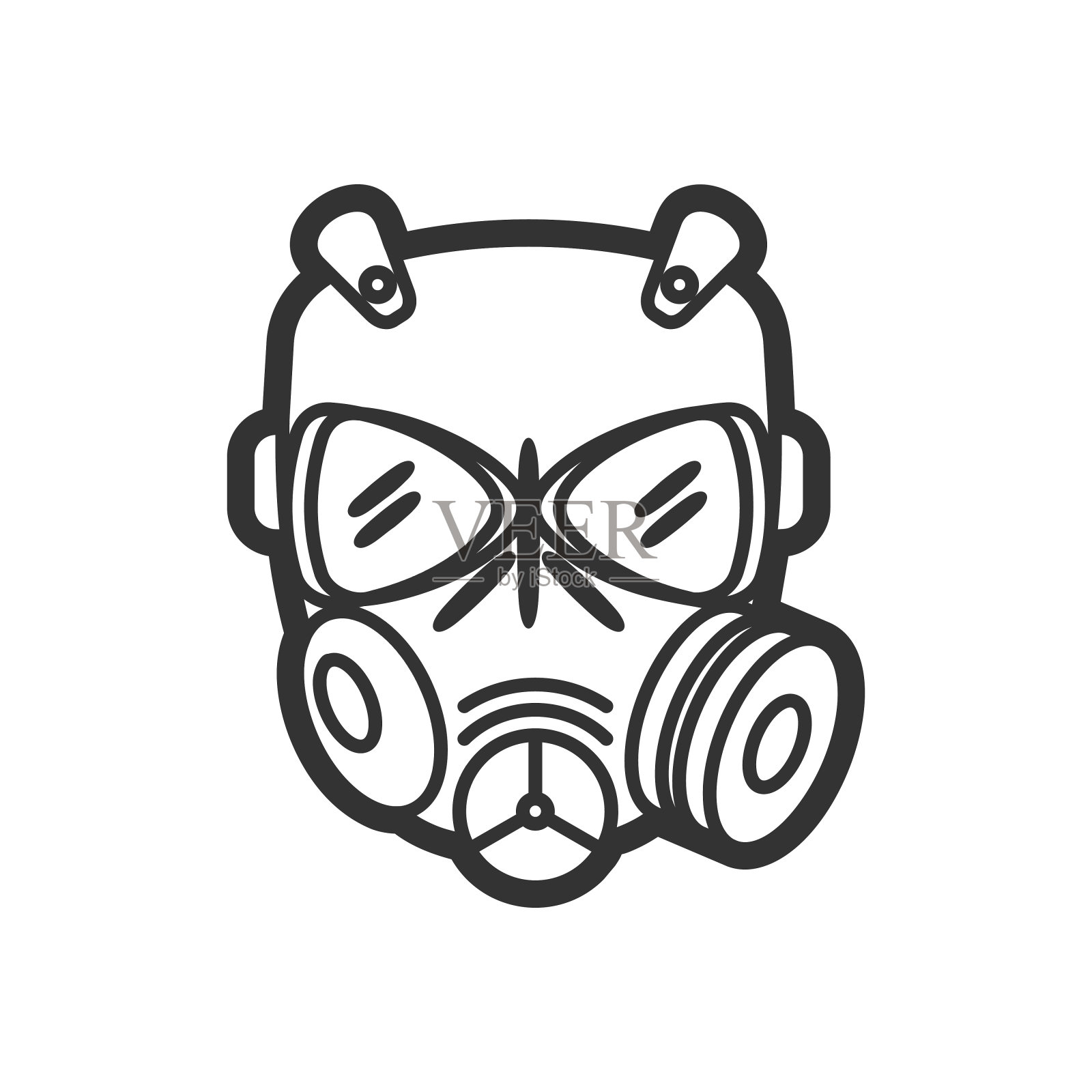 保护防毒面具，矢量平面彩弹或airsoft图标插画图片素材