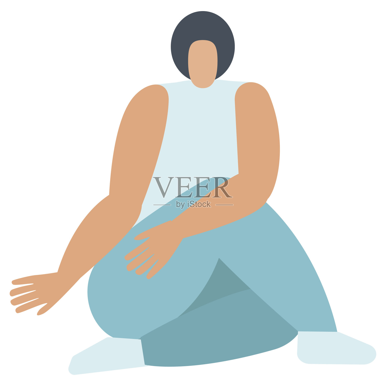 瑜伽姿势无面插图练习瑜伽的人。插画图片素材