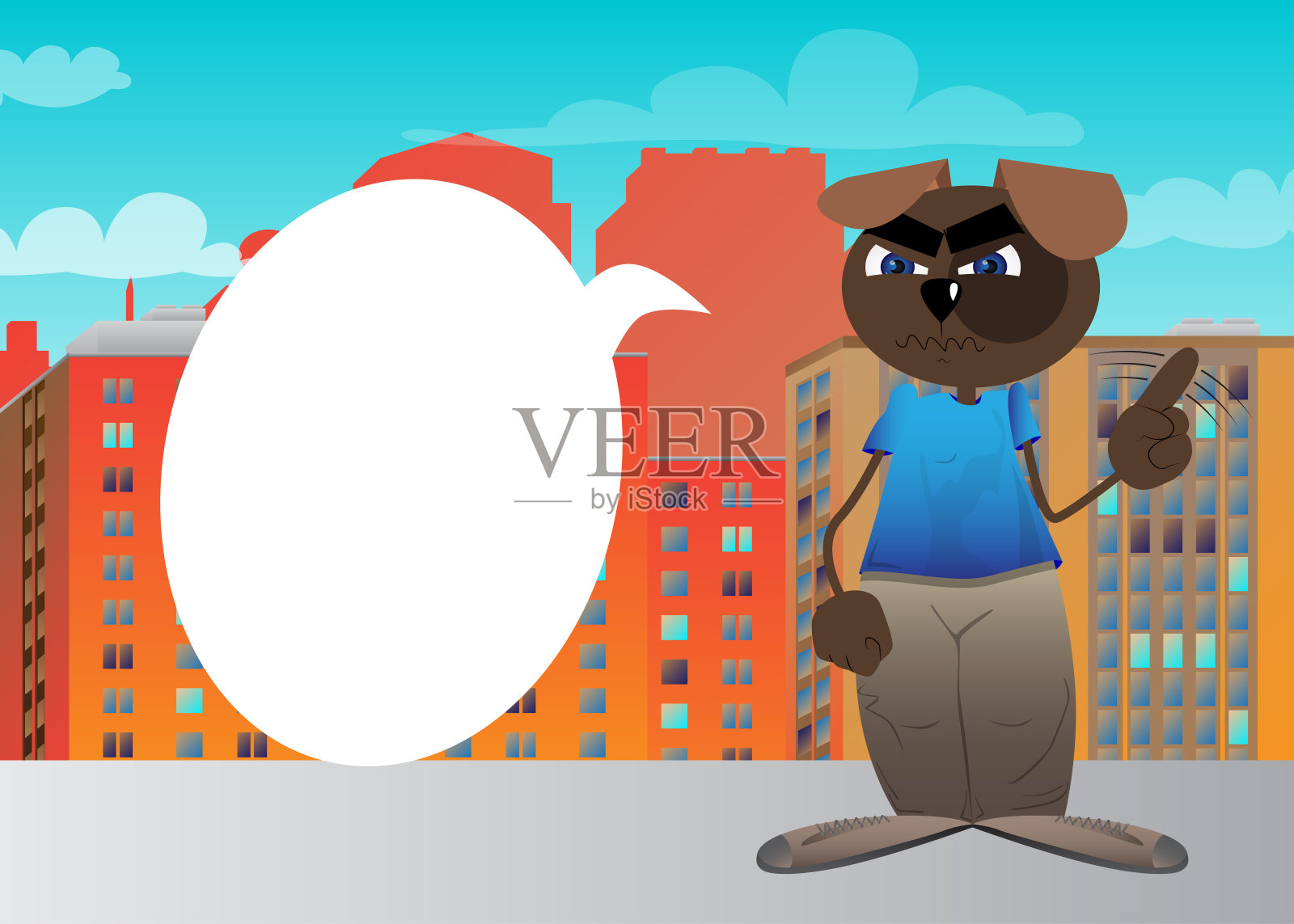 搞笑的卡通狗用手指说不。插画图片素材