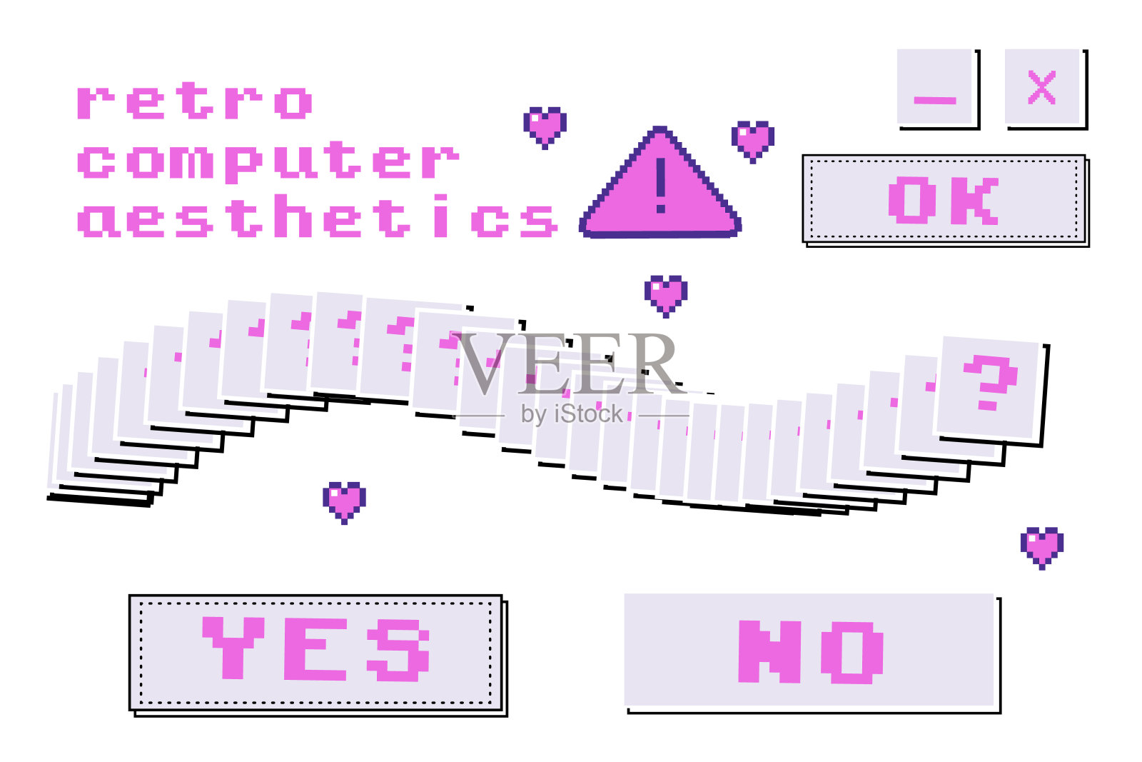 一套90年代电脑美学设计元素插画图片素材