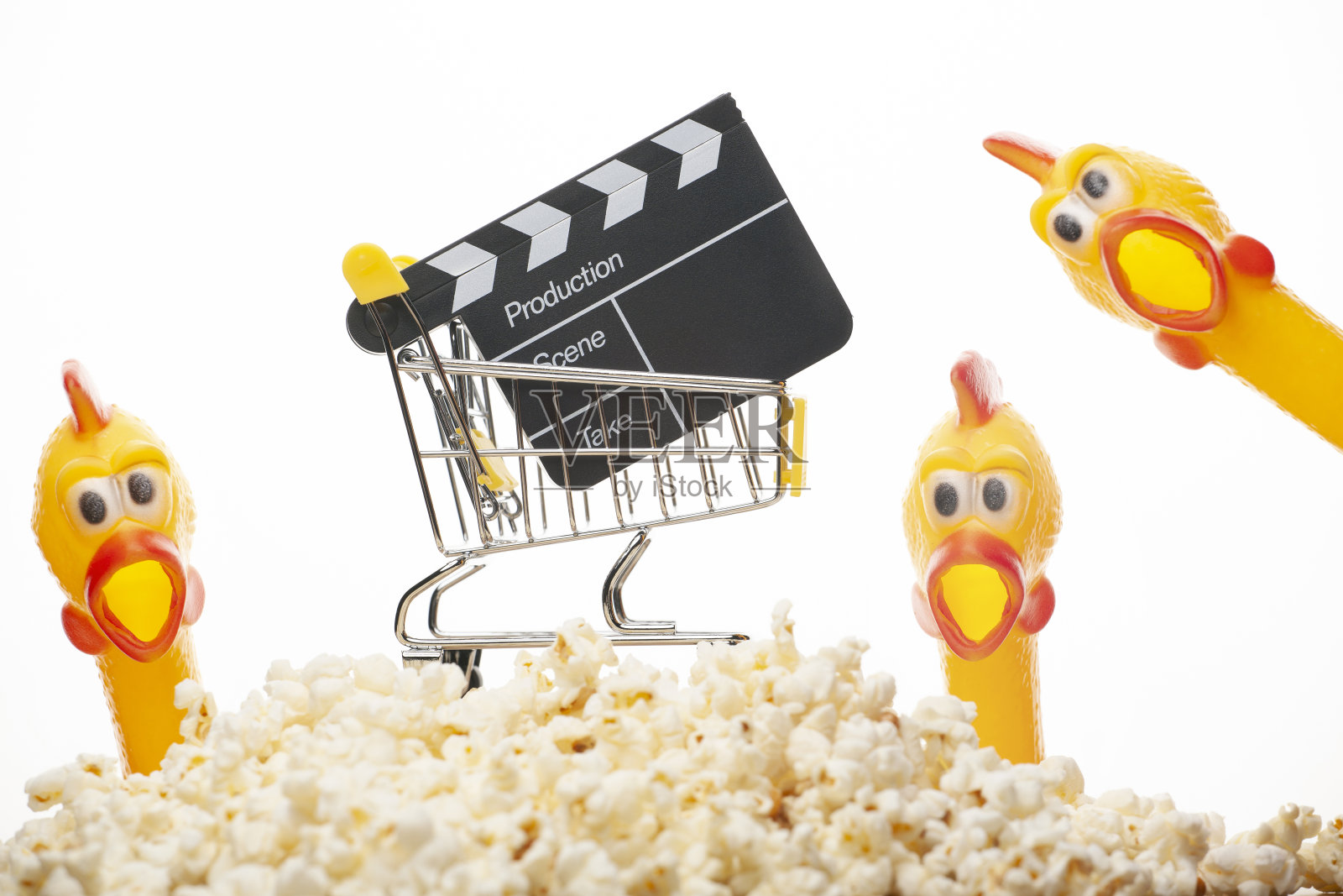 图小车拍板橡胶鸡pop玉米白色背景照片摄影图片