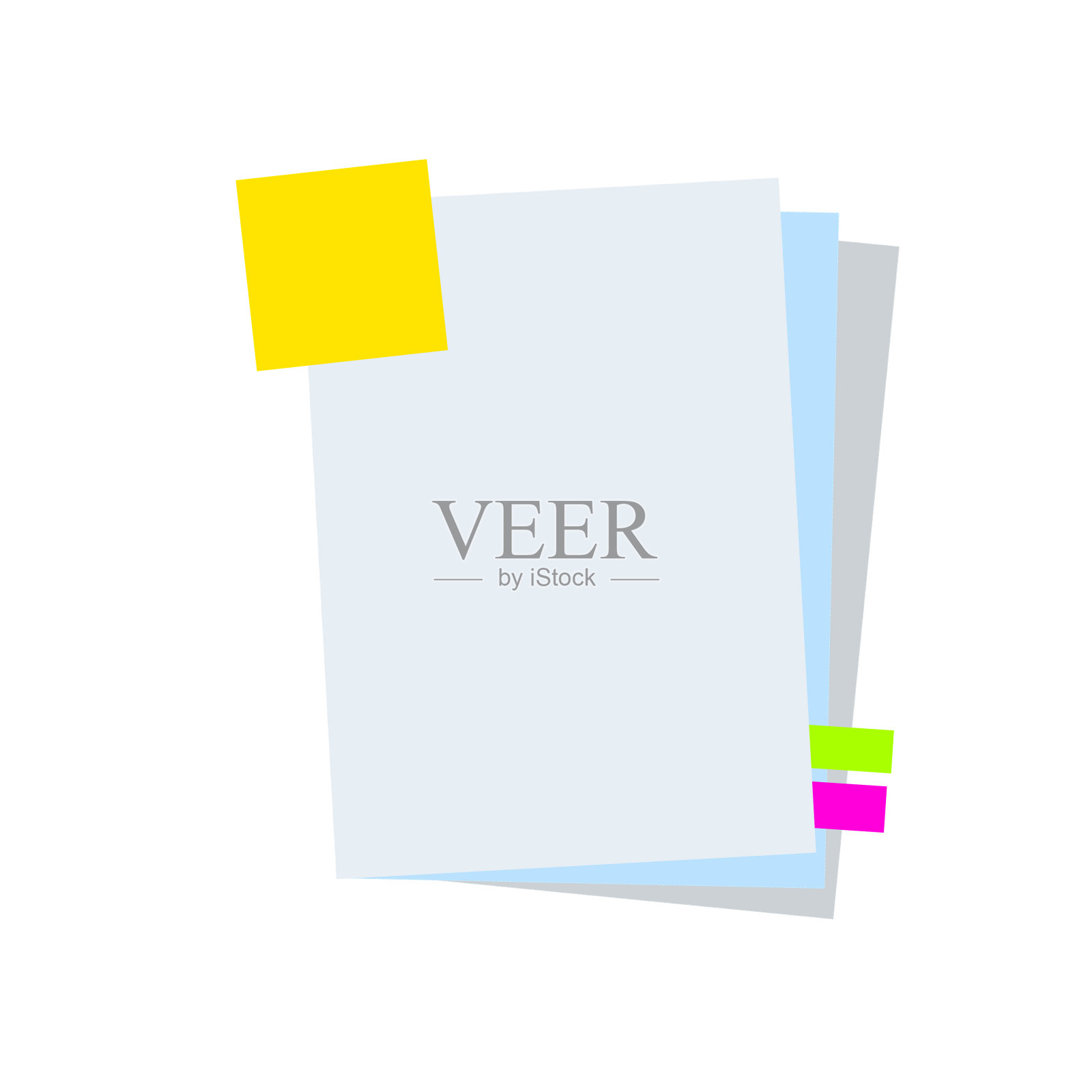 空白的笔记本。书或教科书的拷贝空间。培训和教育。图像的模板。有便签的商务文件清单。平的卡通插画图片素材