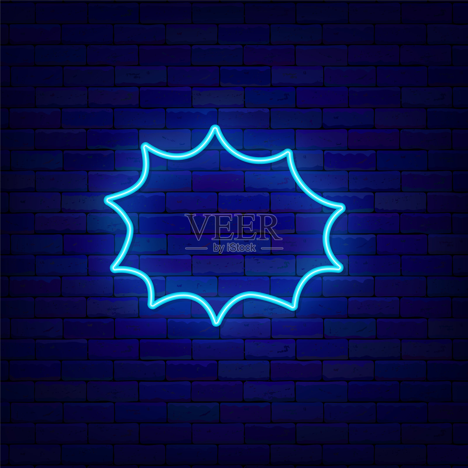 漫画演讲泡泡霓虹灯。爆炸抽象的形状。文本的空框架。海报闪亮的效果。矢量图插画图片素材