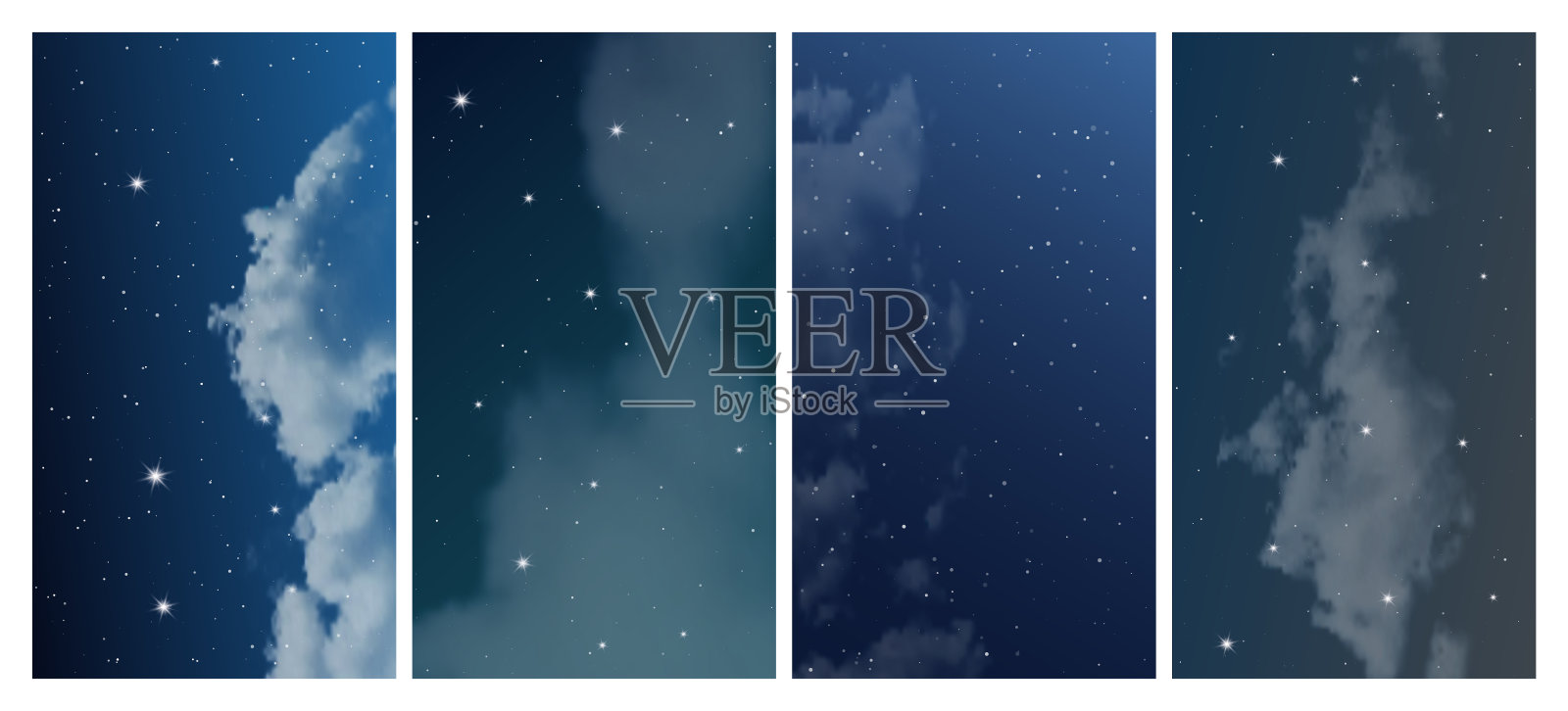 夜空中有许多星星插画图片素材