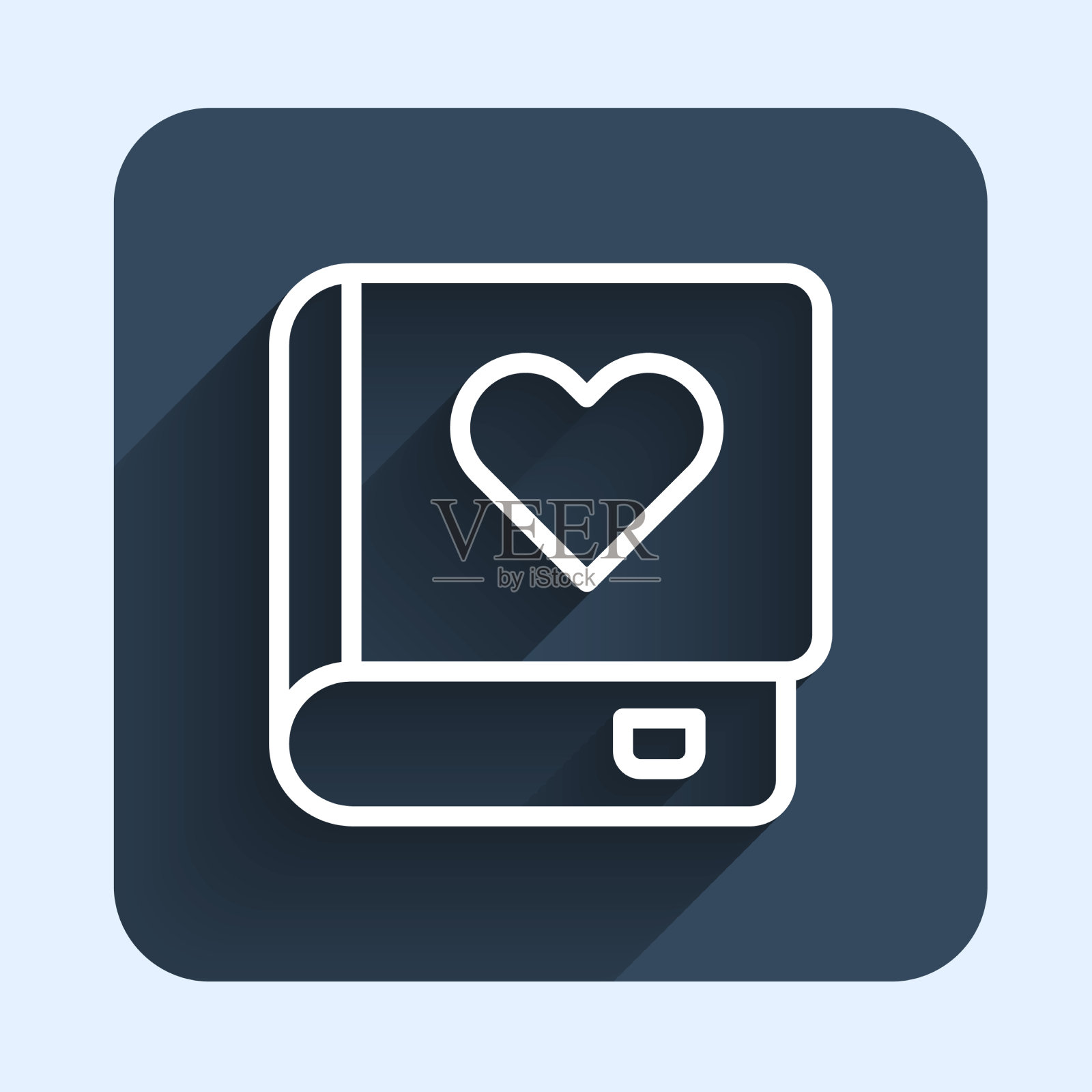 白线浪漫书的图标孤立与长图标素材