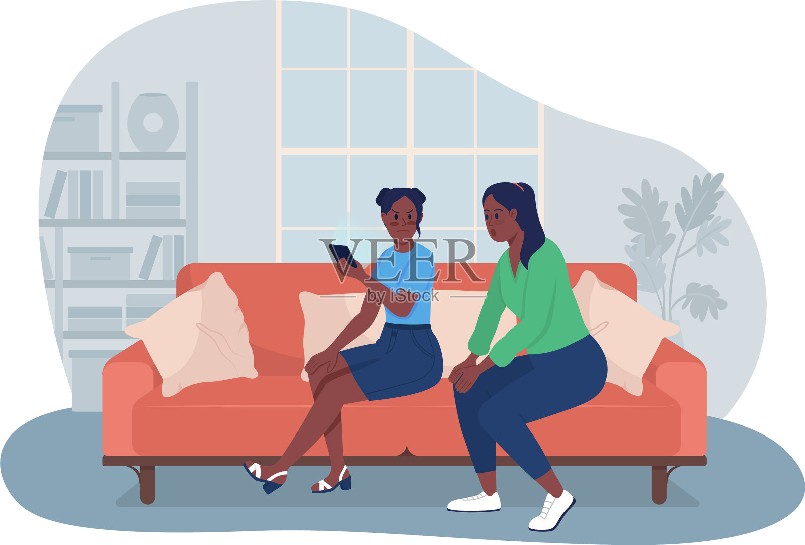 入侵青少年隐私2d孤立插画图片素材