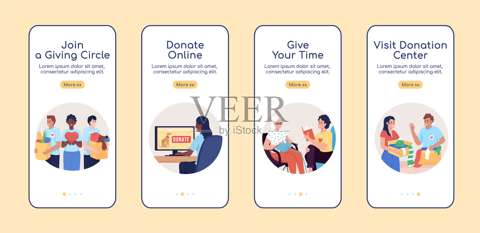 在移动应用程序上进行捐赠的方法插画图片素材