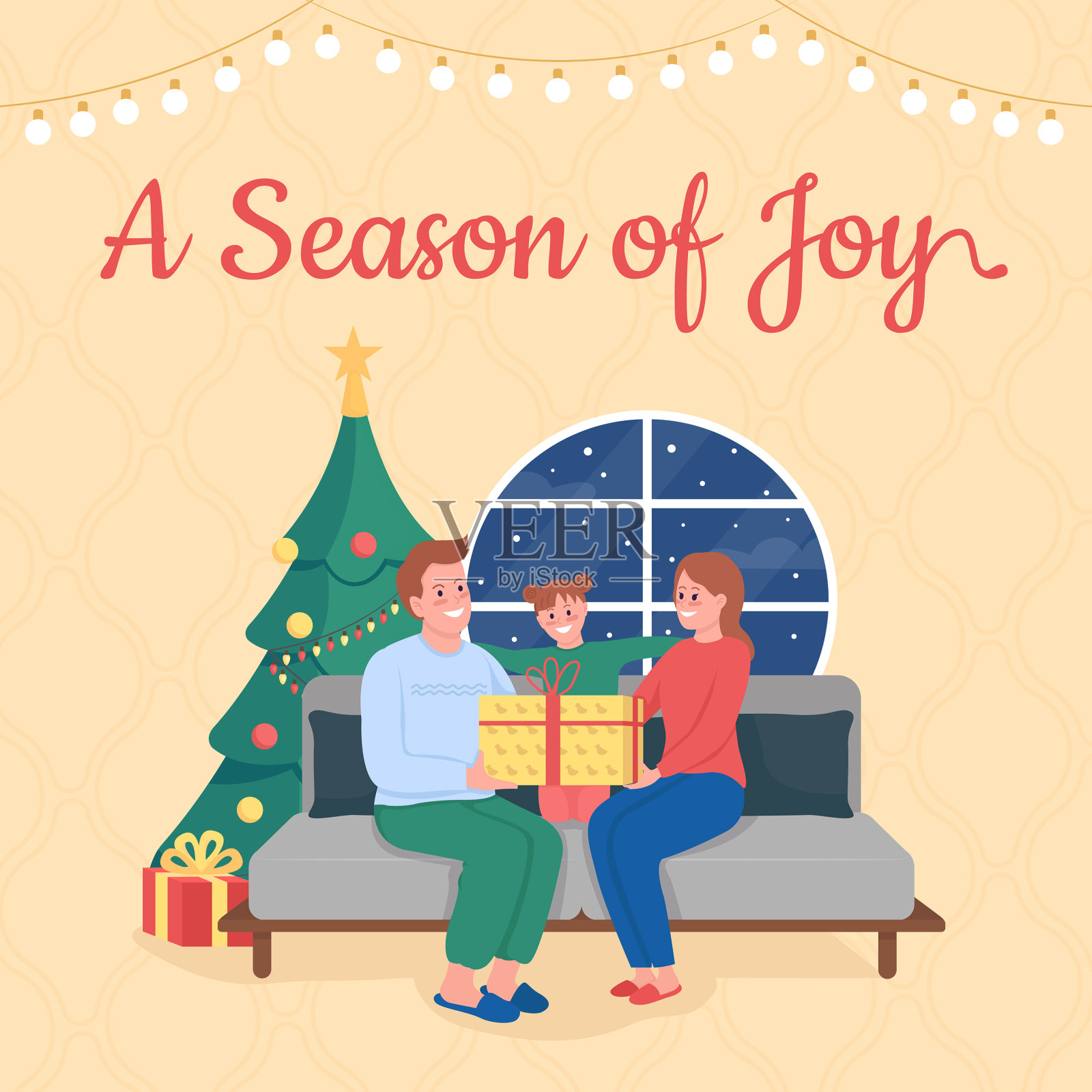 寒假社交媒体发布模型插画图片素材