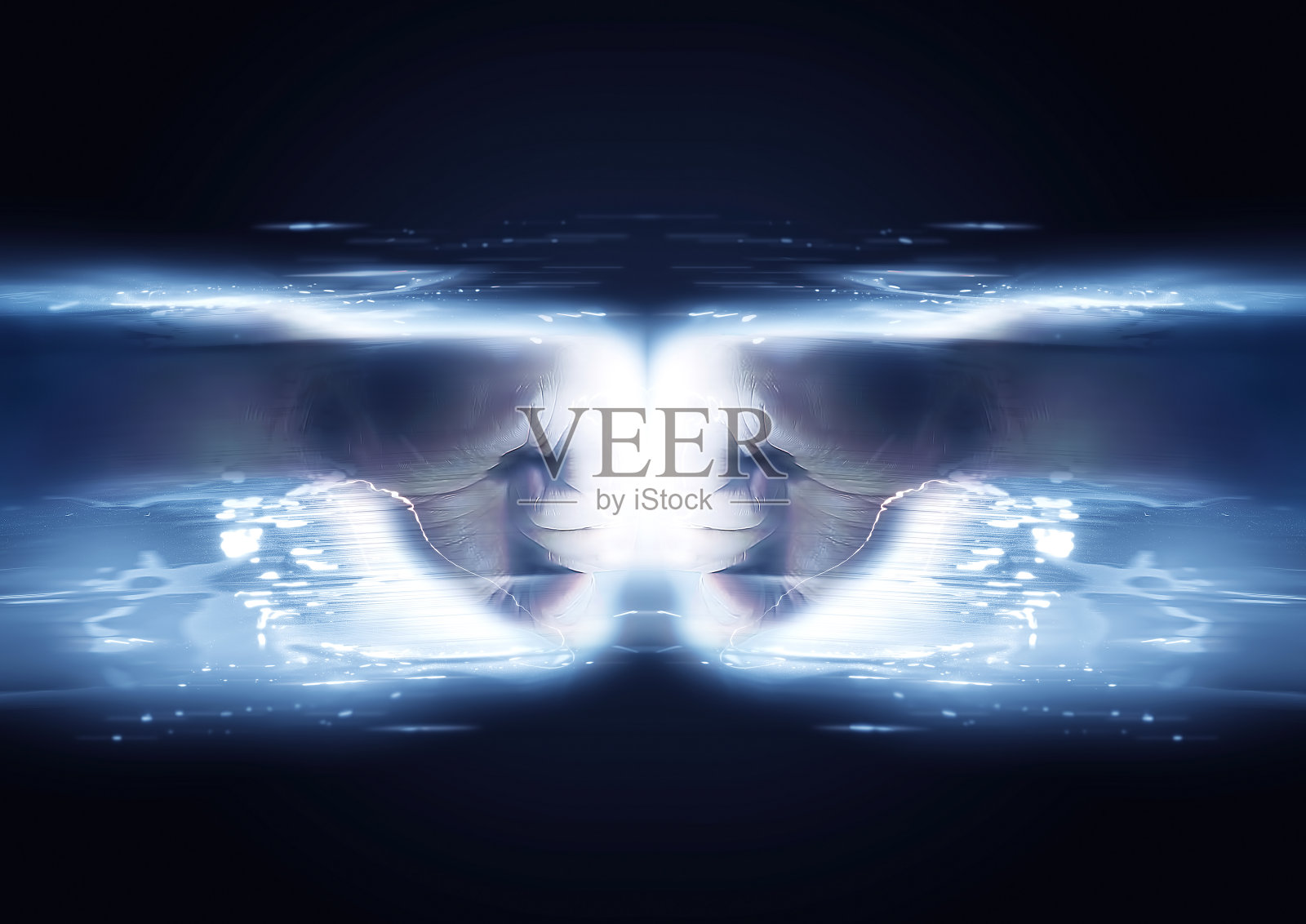 结合图像效果与拳头碰撞的3D插图照片摄影图片