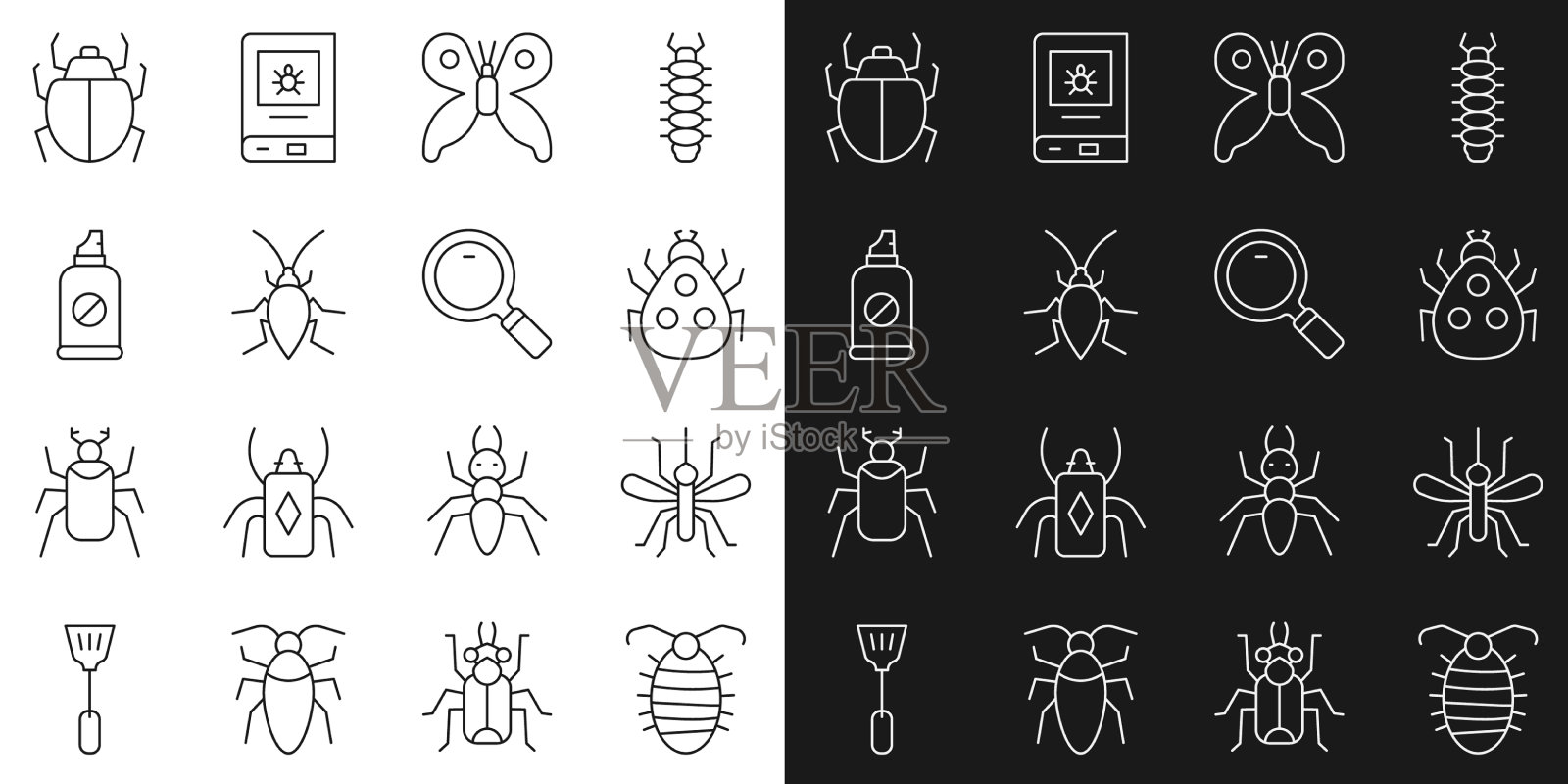 设置线幼虫虫蚊子瓢虫图标素材