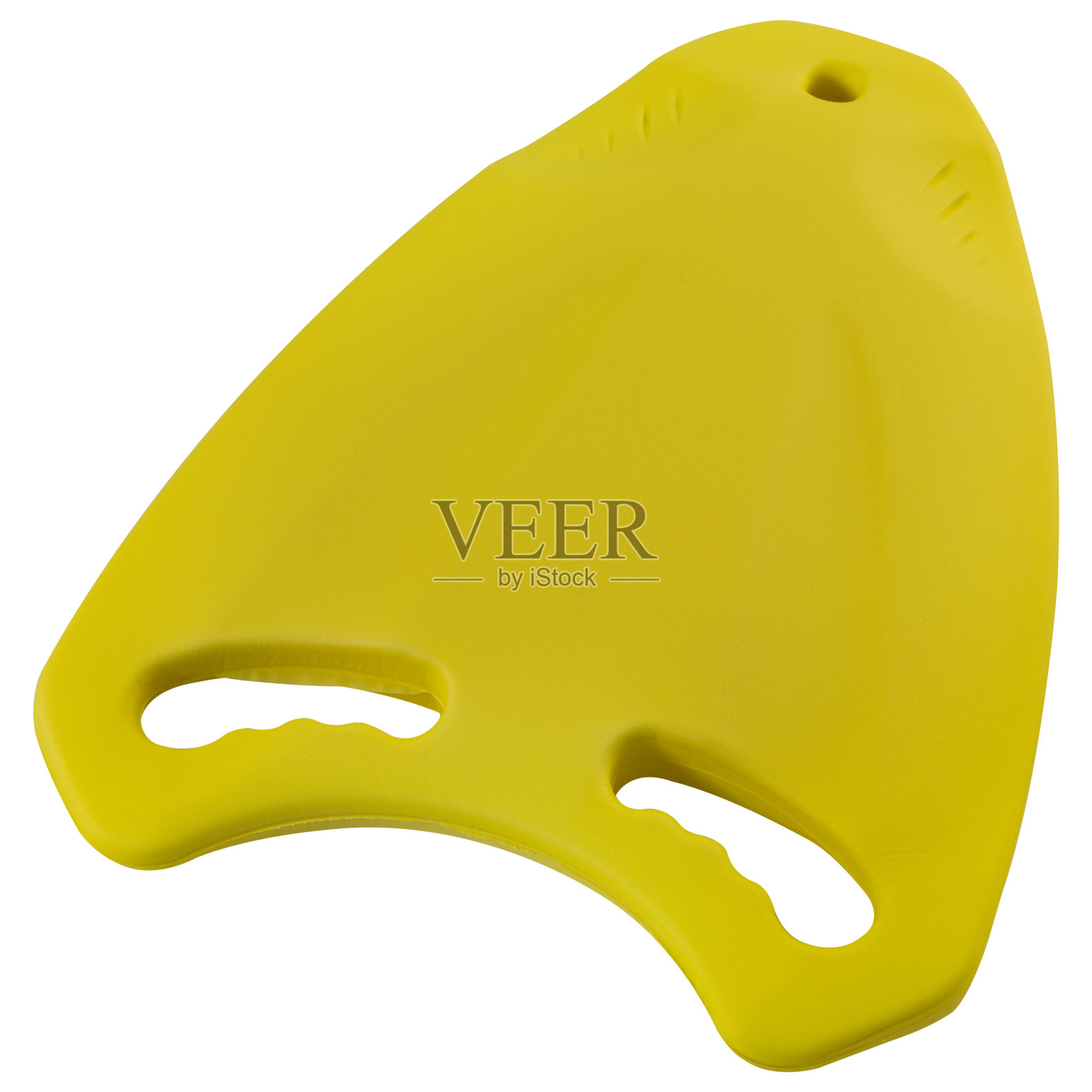 黄色的板，在一个游泳池或池塘游泳，白色的背景照片摄影图片