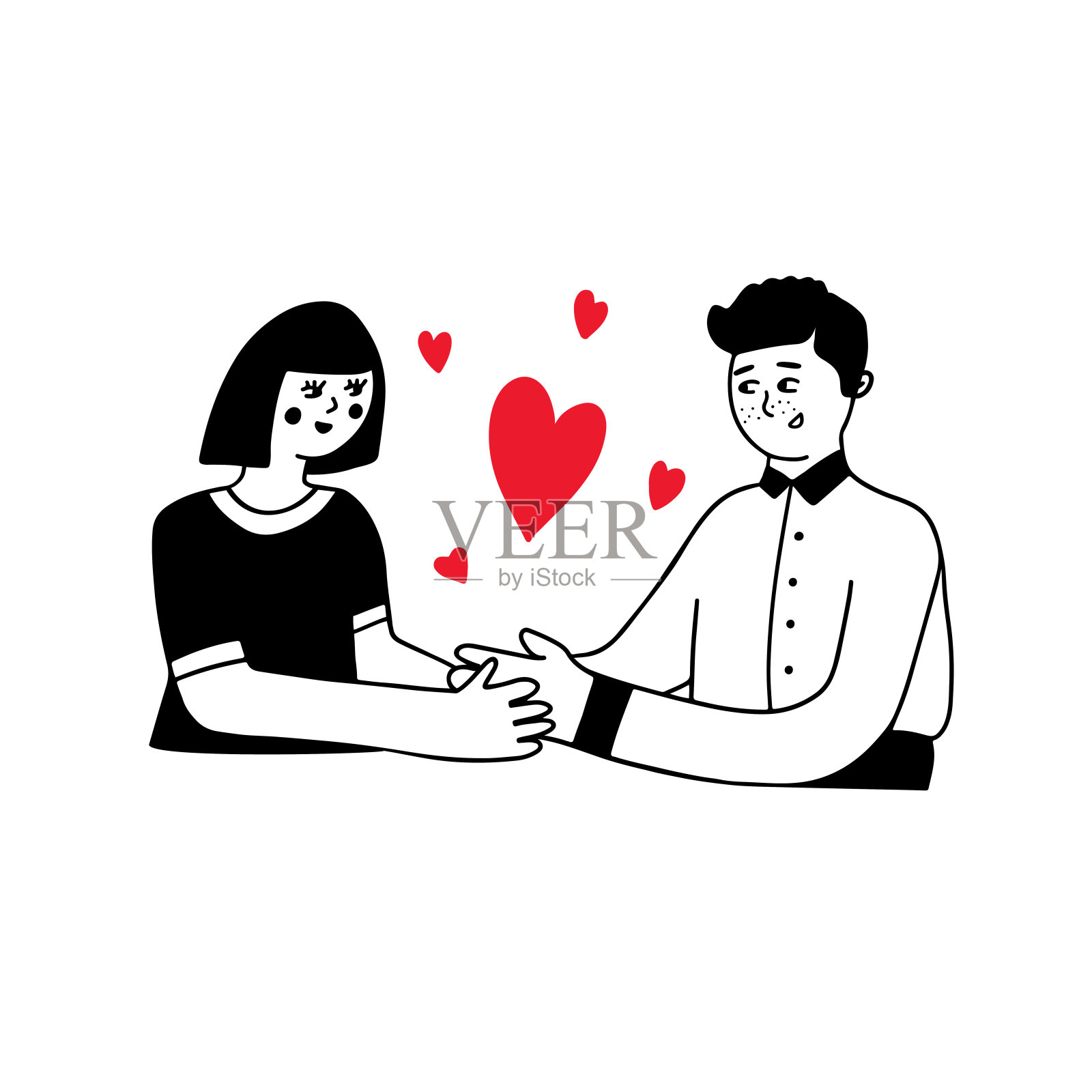 可爱的一对男孩和女孩涂鸦插图插画图片素材