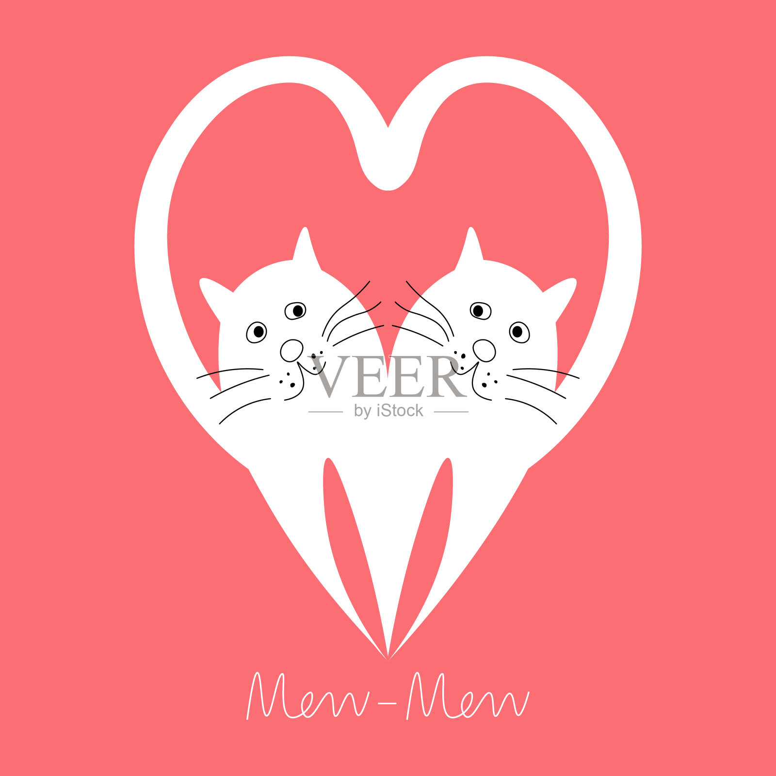 一对恋爱中的猫插画图片素材