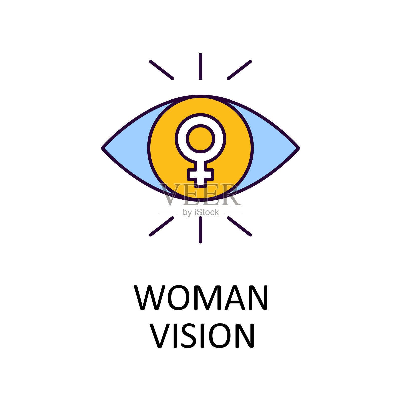 女人视觉矢量填充轮廓图标设计插图