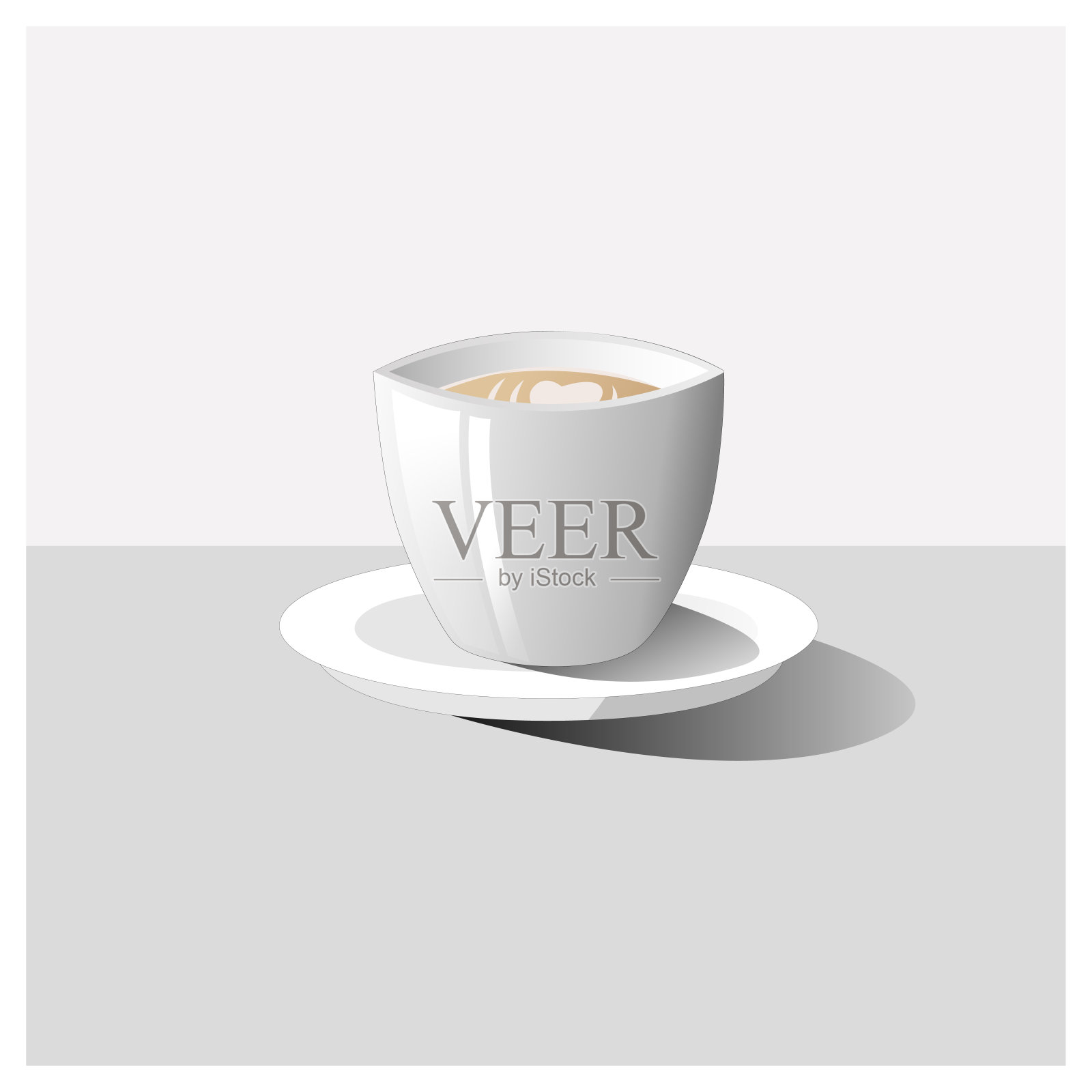 白色写实杯咖啡或茶，带茶托。设计元素图片