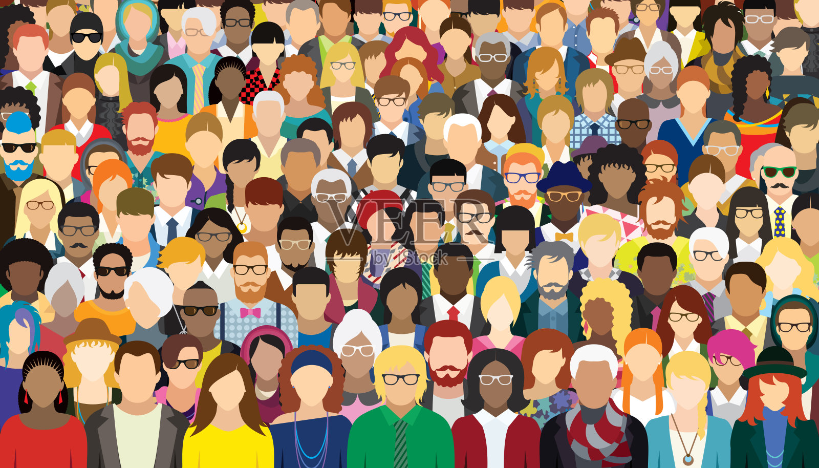 不同特征人群的矢量图。插画图片素材