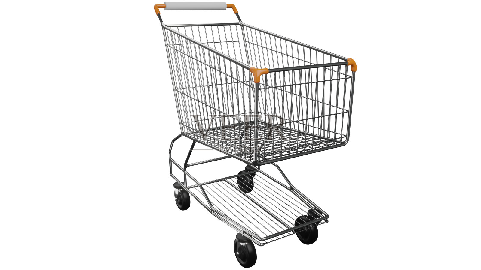 空的购物车超市购物篮购物车孤立在白色背景与剪辑路径照片摄影图片