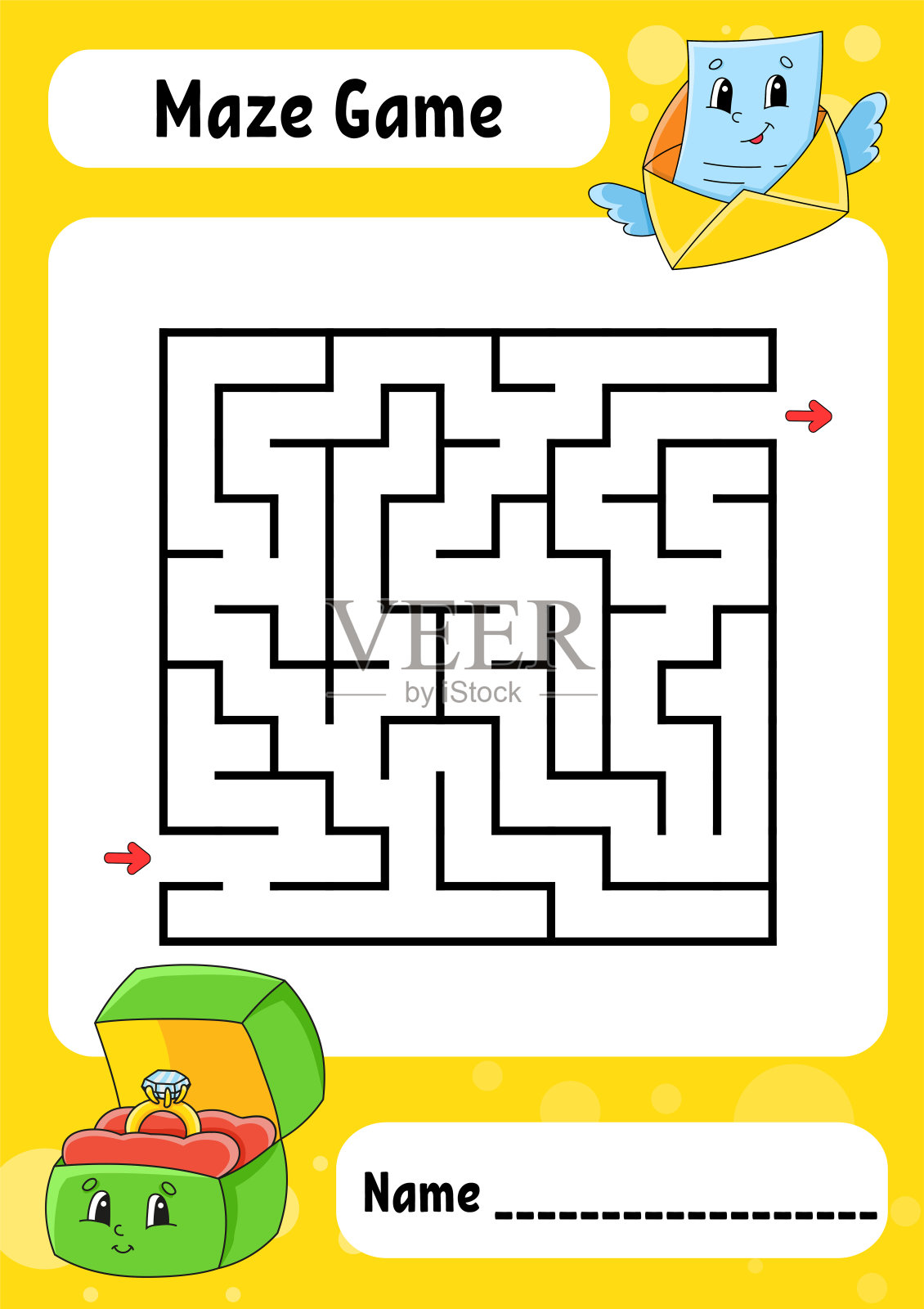 方形迷宫。游戏对孩子。有趣的迷宫。教育发展工作表。活动页面。对儿童拼图。情人节。幼儿园的谜语。逻辑难题。颜色向量插图。插画图片素材