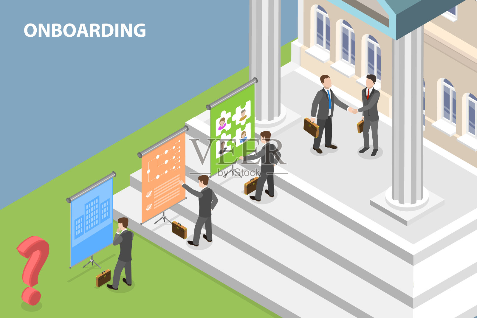 新员工入职三维等距平面矢量概念图插画图片素材