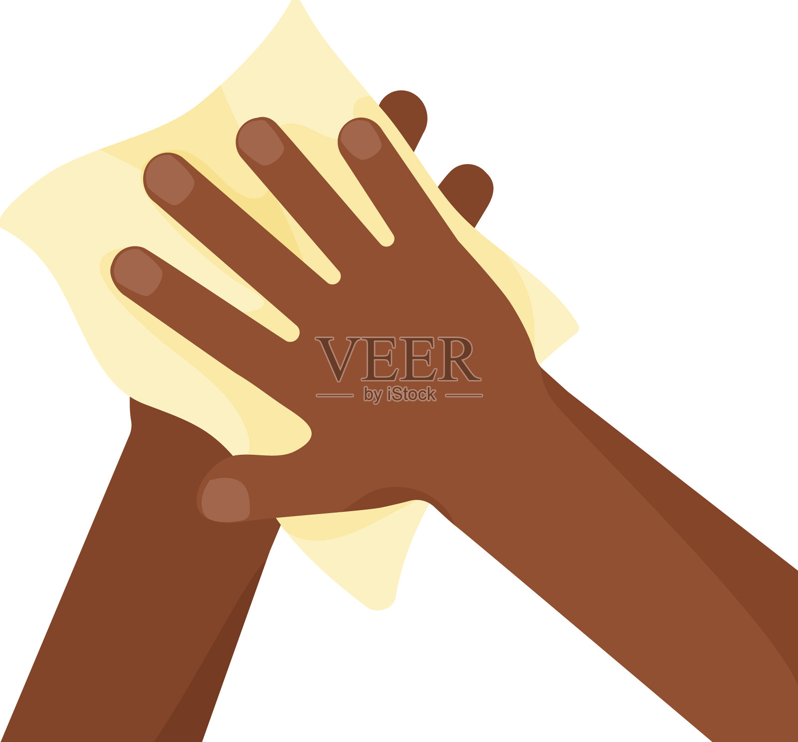 双手擦黑纸巾或纸巾插画图片素材