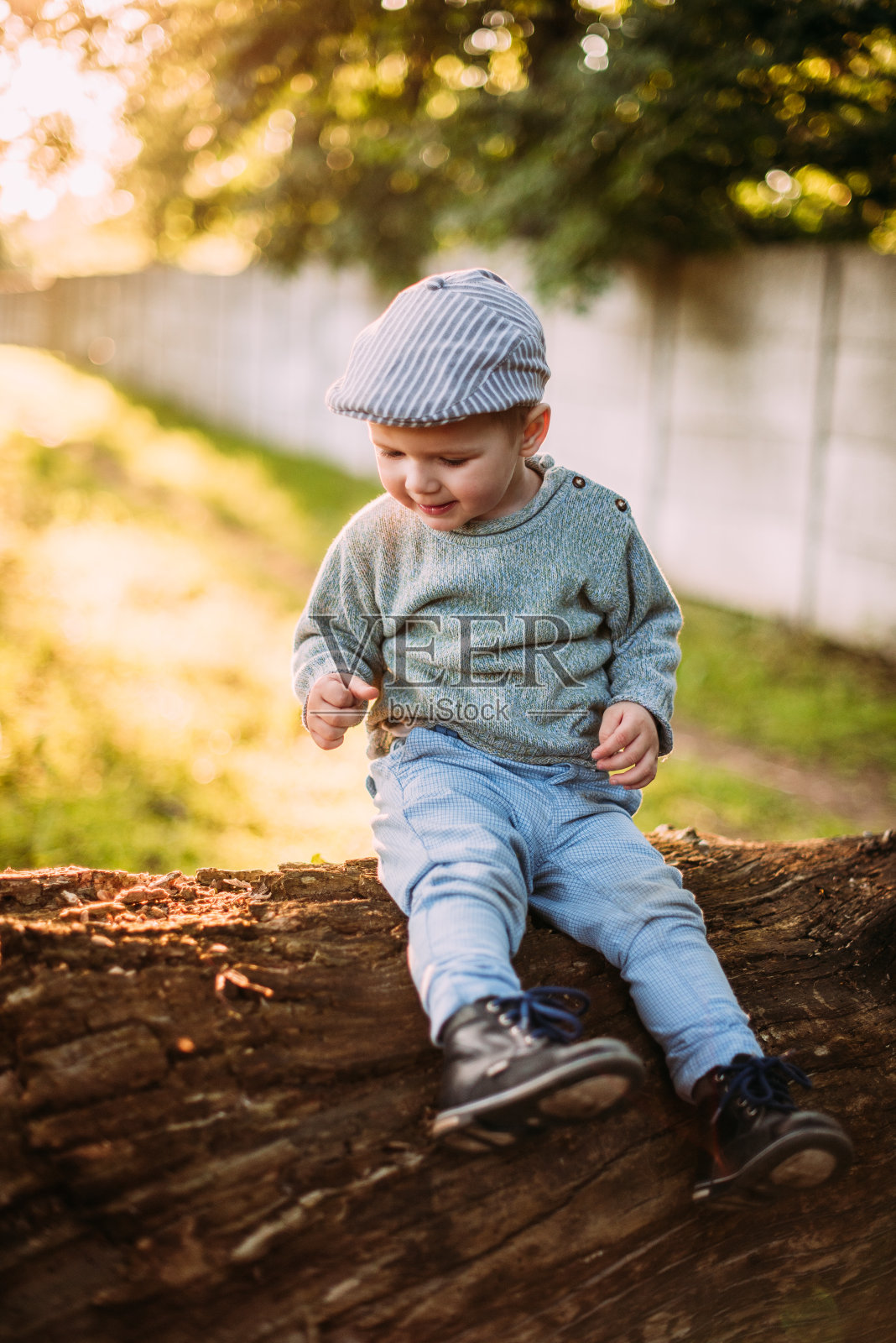 可爱帅气的小男孩1-2岁，在夏天探索大自然，玩得很开心照片摄影图片