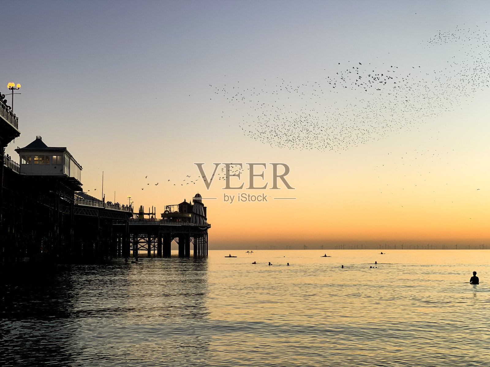 布莱顿美丽的日落照片摄影图片