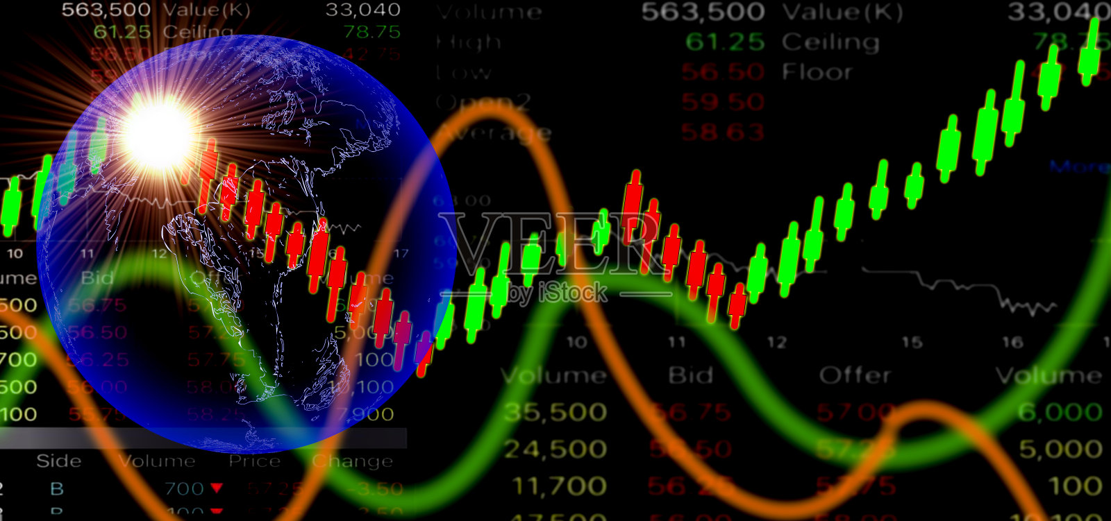 世界经济处于市场波动之中插画图片素材