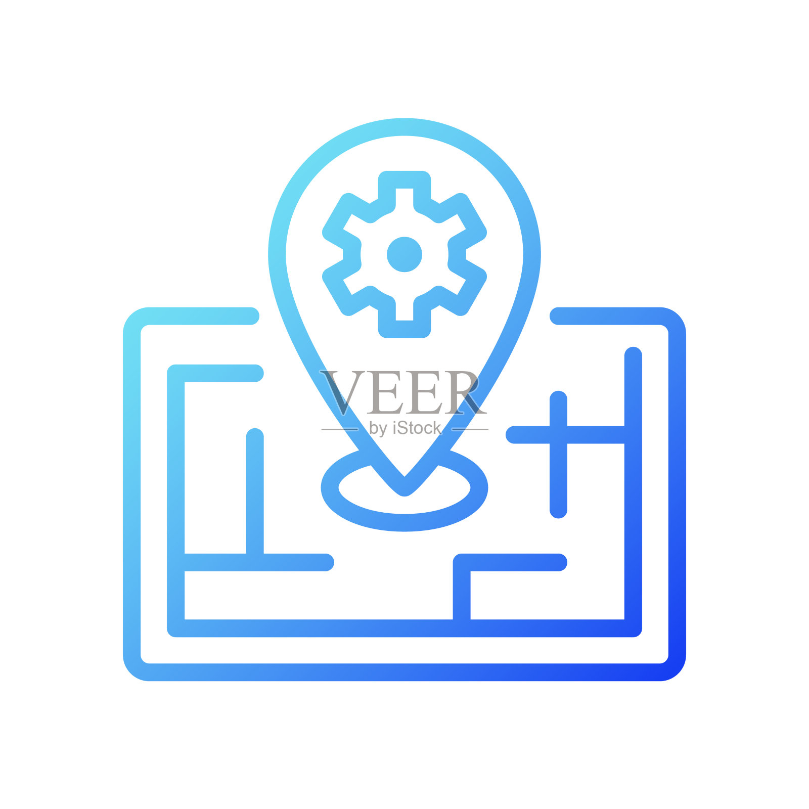 智能地图绘制技术梯度线性矢量图标插画图片素材