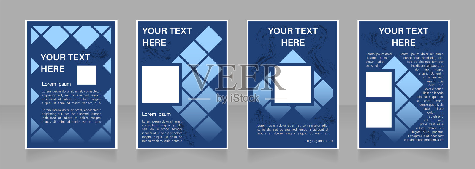 公司宣传册空白版面设计。关于公司的信息。垂直海报模板设置为文本的空复制空间。预先制作的公司报告收集。可编辑的传单纸页设计模板素材